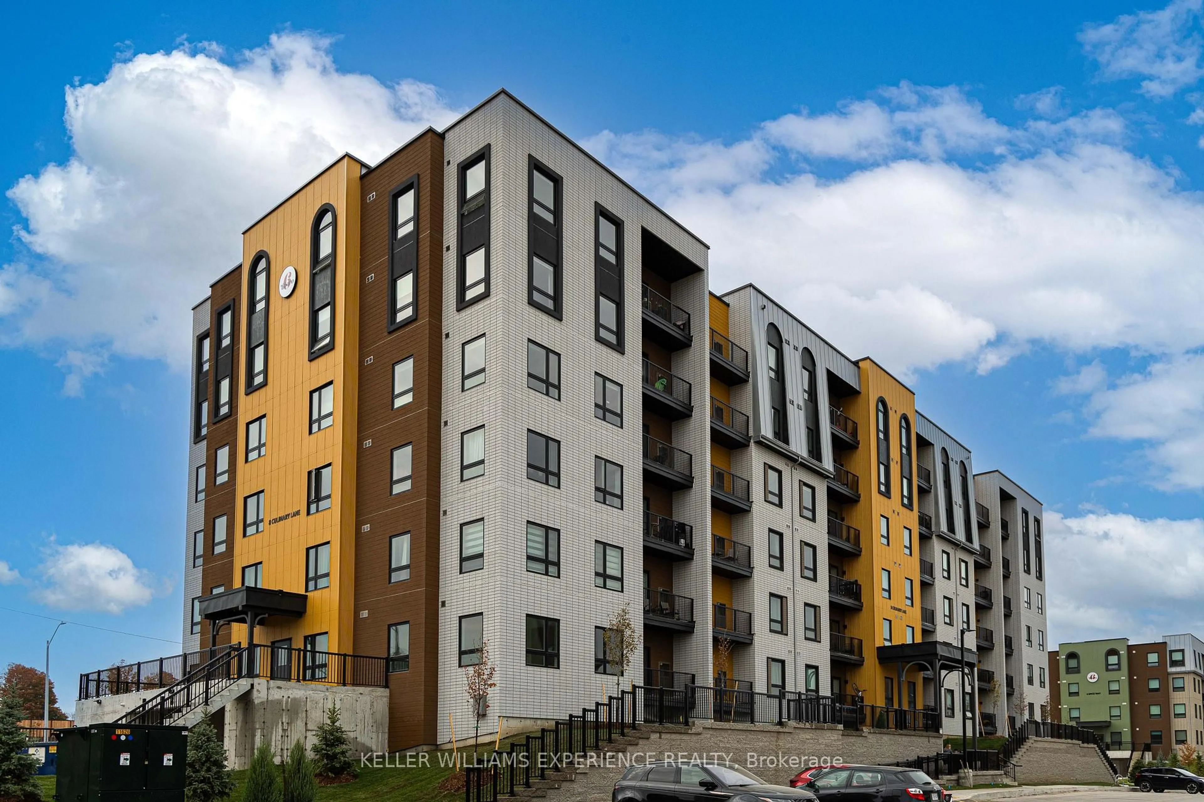A pic from outside/outdoor area/front of a property/back of a property/a pic from drone, building for 8 Culinary Lane #401, Barrie Ontario L9J 0T2
