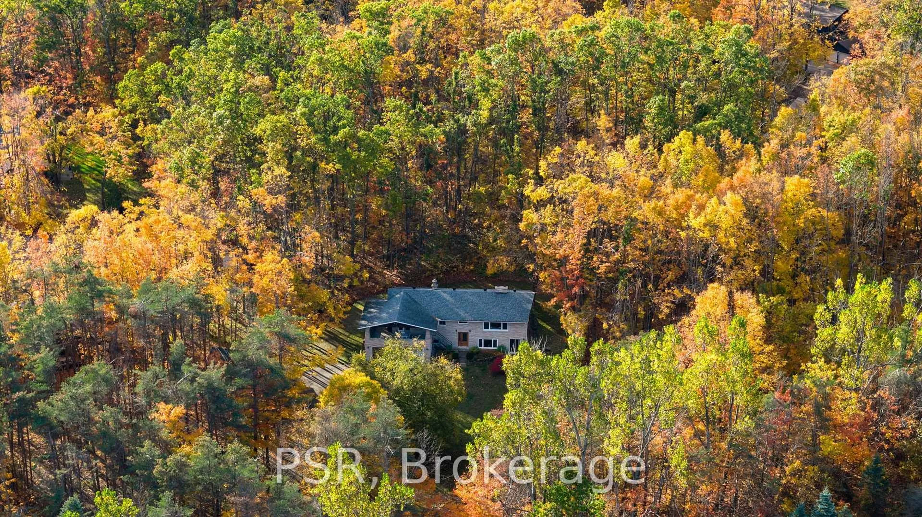 A pic from outside/outdoor area/front of a property/back of a property/a pic from drone, forest/trees view for 1632 Old Barrie Rd, Oro-Medonte Ontario L0L 1T0