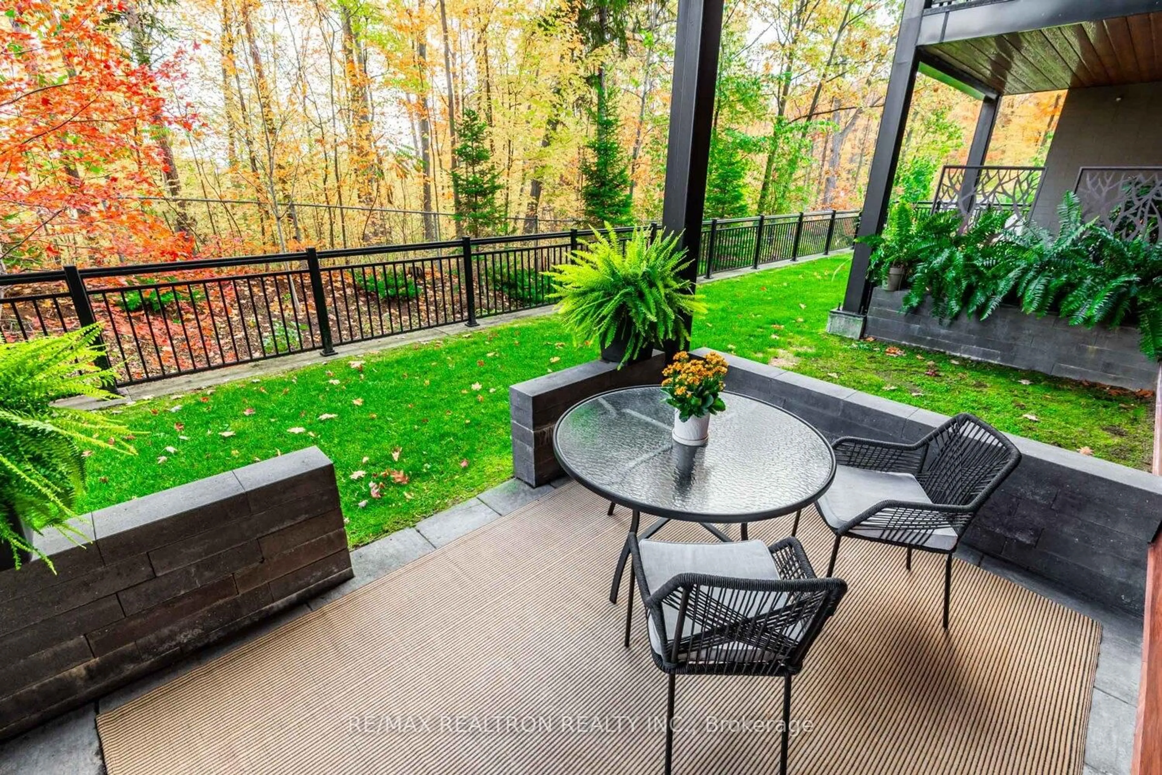 Patio, forest/trees view for 302 Essa Rd #116, Barrie Ontario L9J 0H3