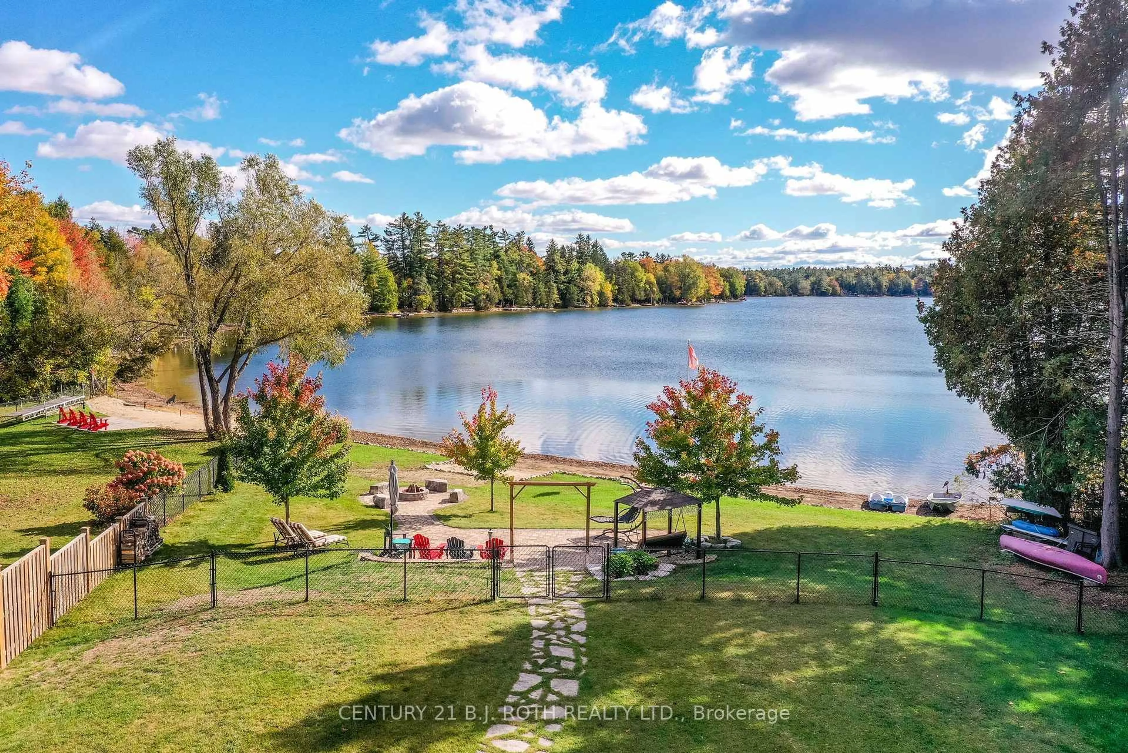 A pic from outside/outdoor area/front of a property/back of a property/a pic from drone, water/lake/river/ocean view for 3371 Lake St. George Blvd, Severn Ontario L0K 2B0