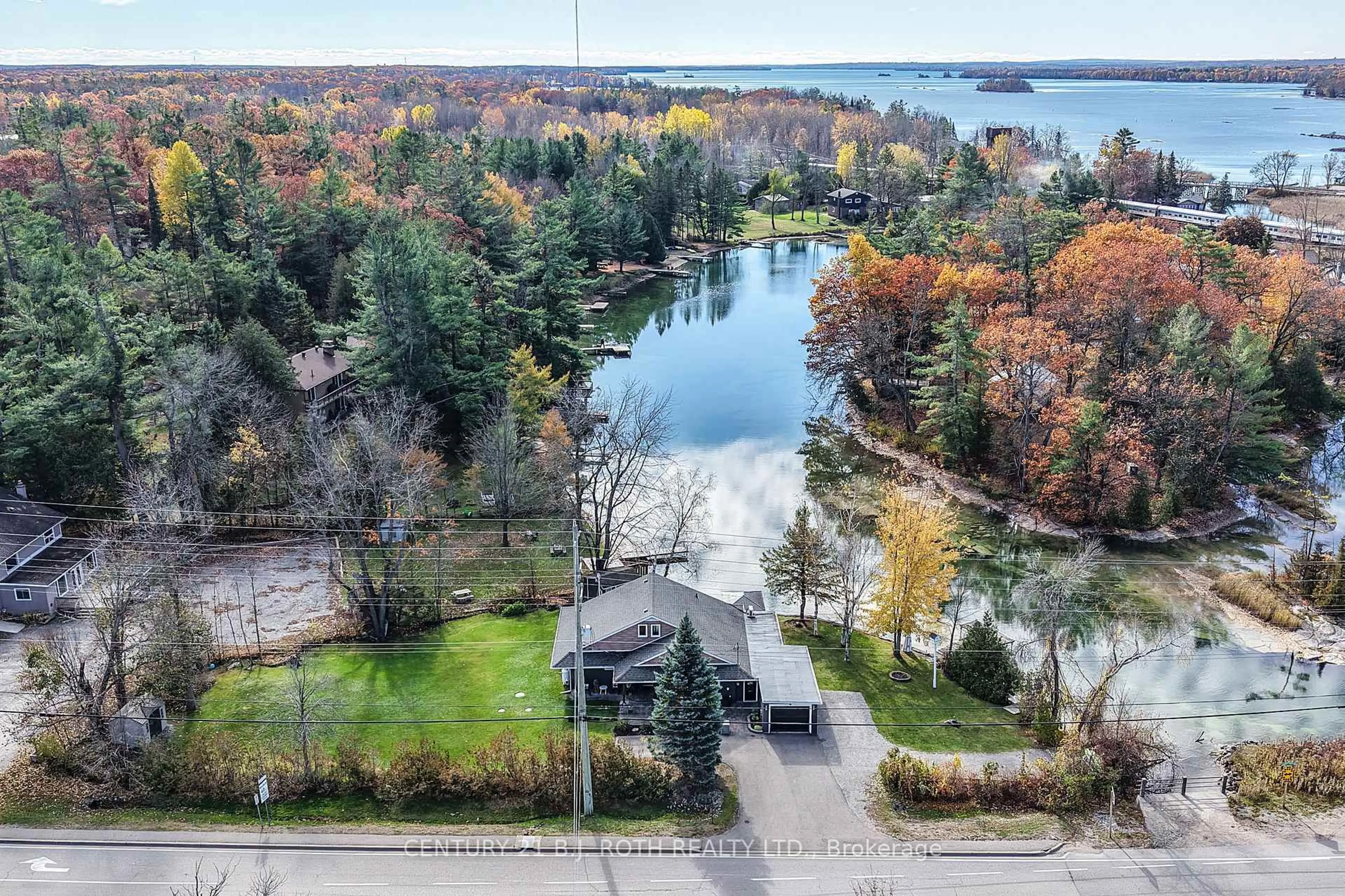 A pic from outside/outdoor area/front of a property/back of a property/a pic from drone, water/lake/river/ocean view for 8222 169 COUNTY Rd, Ramara Ontario L0K 2B0