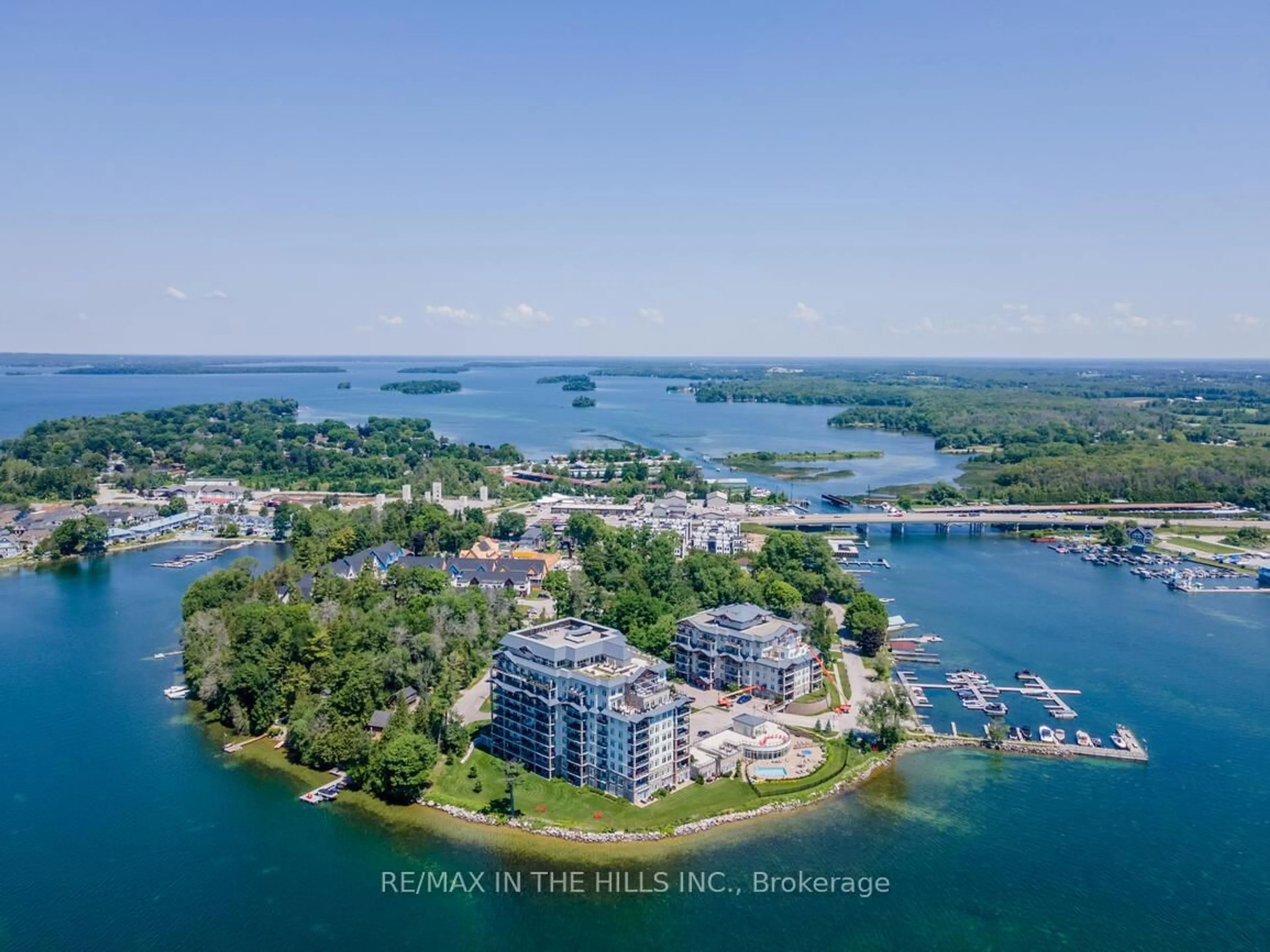 A pic from outside/outdoor area/front of a property/back of a property/a pic from drone, water/lake/river/ocean view for 90 Orchard Point Rd #611, Orillia Ontario L3V 1C6