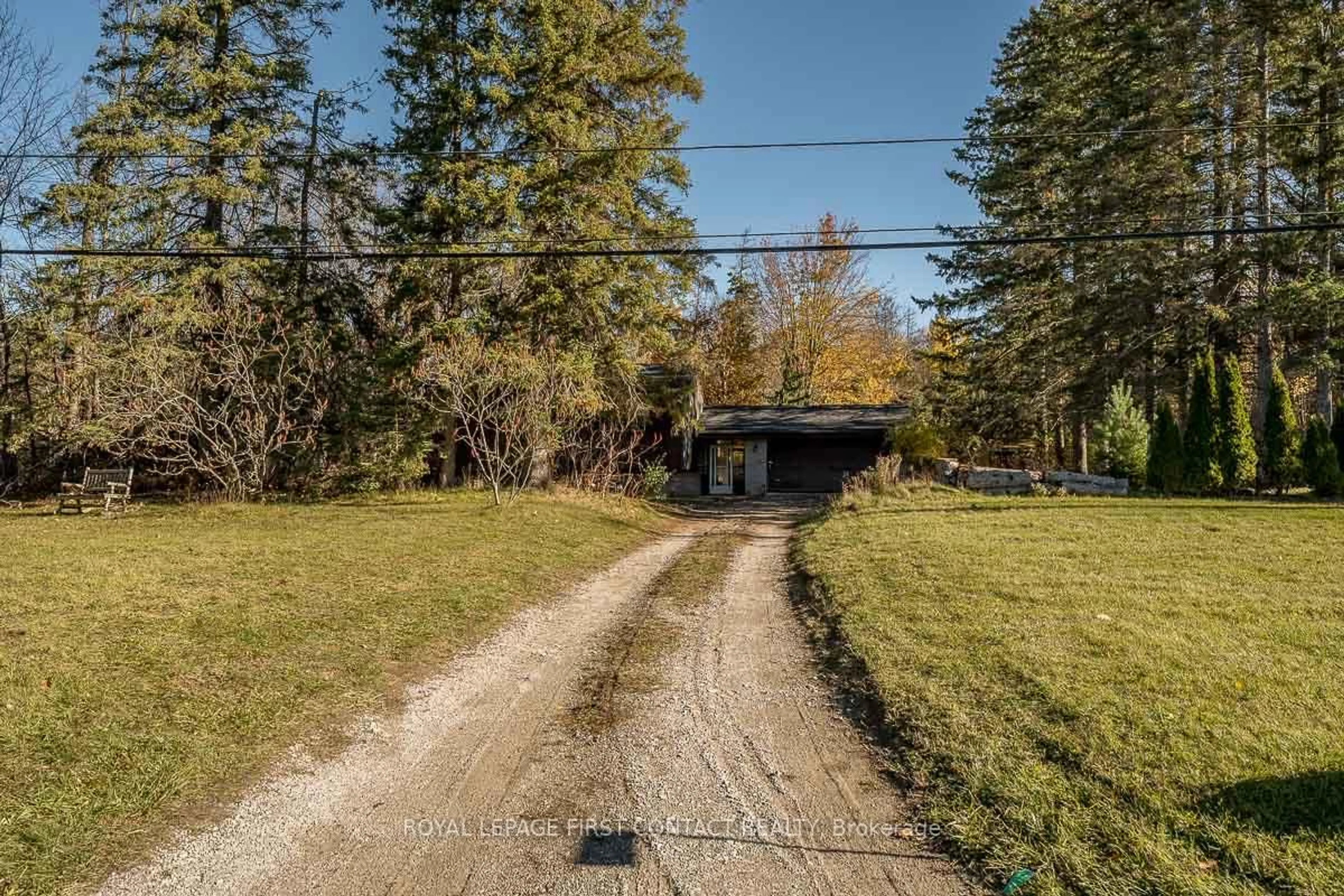 A pic from outside/outdoor area/front of a property/back of a property/a pic from drone, forest/trees view for 11707 27 County Rd, Springwater Ontario L0L 1X0