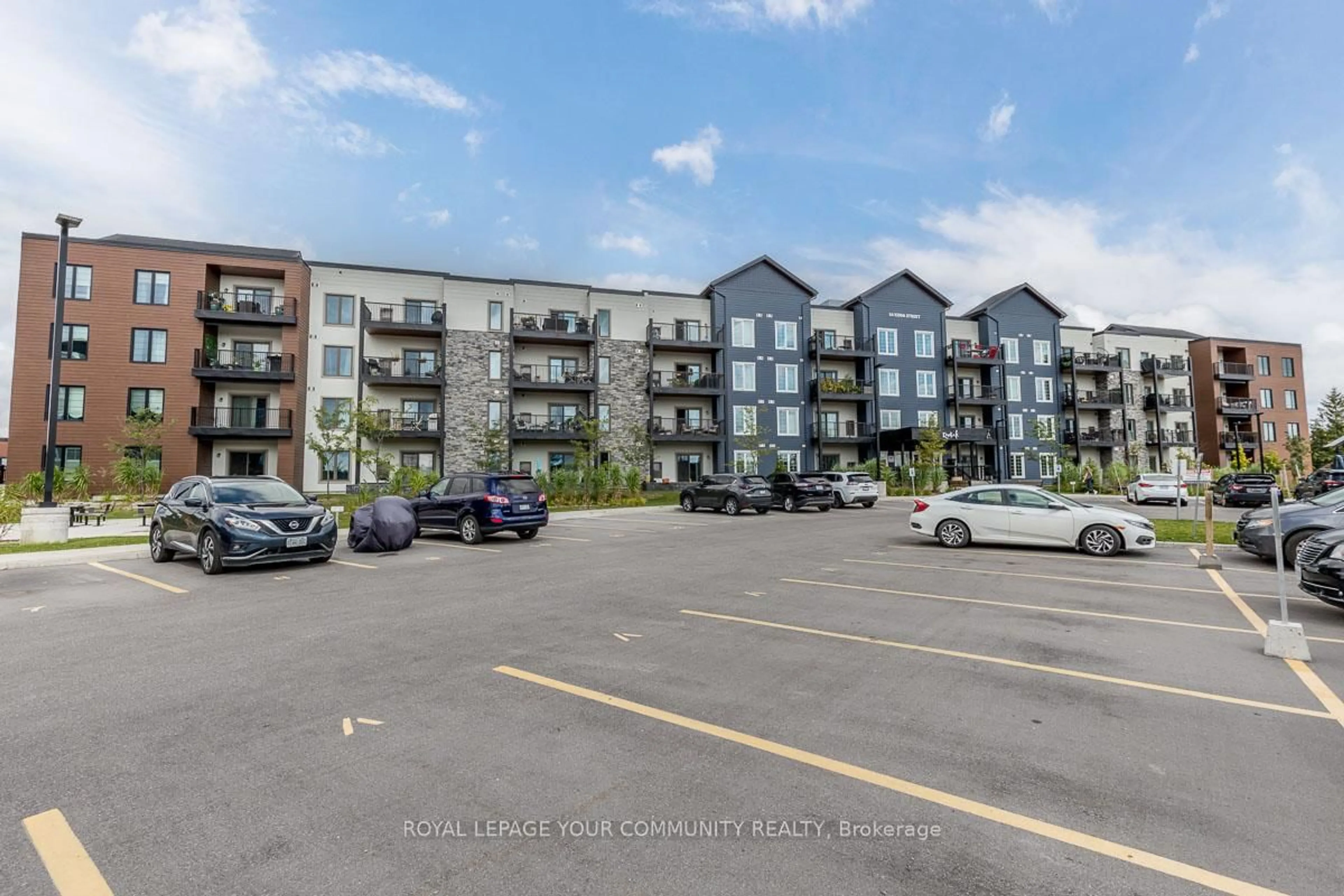 A pic from outside/outdoor area/front of a property/back of a property/a pic from drone, unknown for 54 Koda St #412, Barrie Ontario L9J 0J6