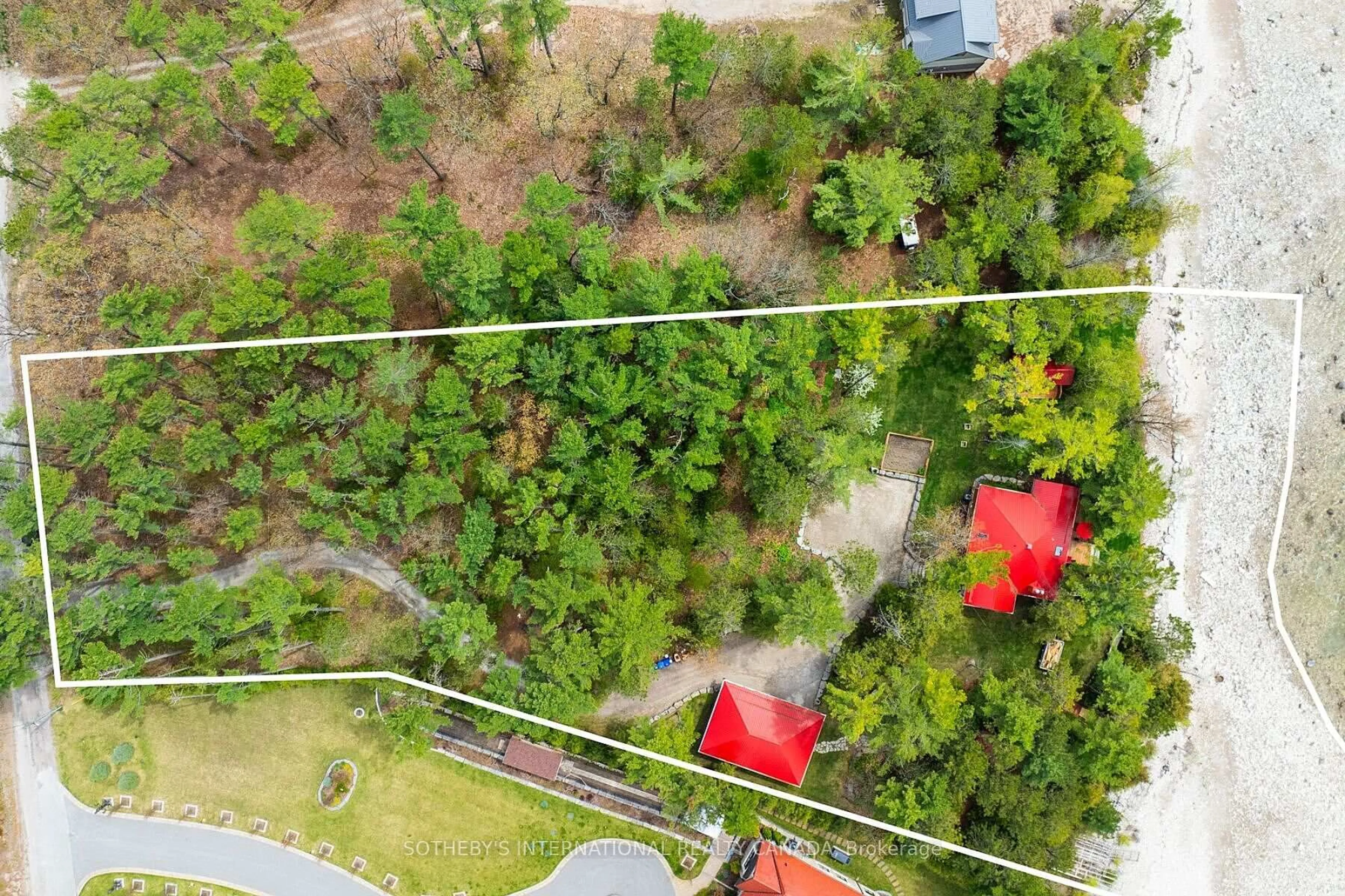 A pic from outside/outdoor area/front of a property/back of a property/a pic from drone, forest/trees view for 9 Monica Rd, Tiny Ontario L0L 1P1