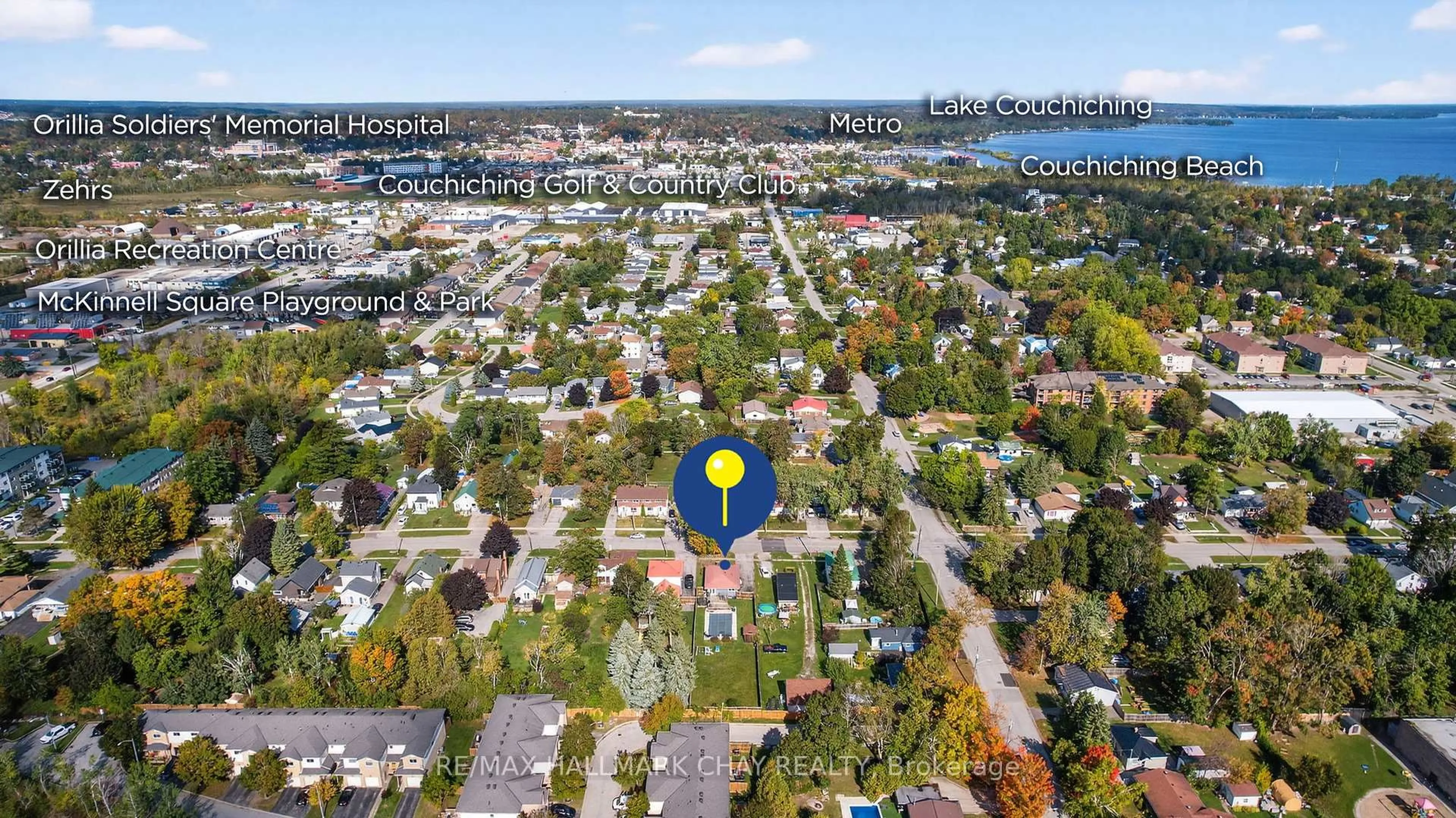 A pic from outside/outdoor area/front of a property/back of a property/a pic from drone, water/lake/river/ocean view for 67 Simcoe St, Orillia Ontario L3V 1G5