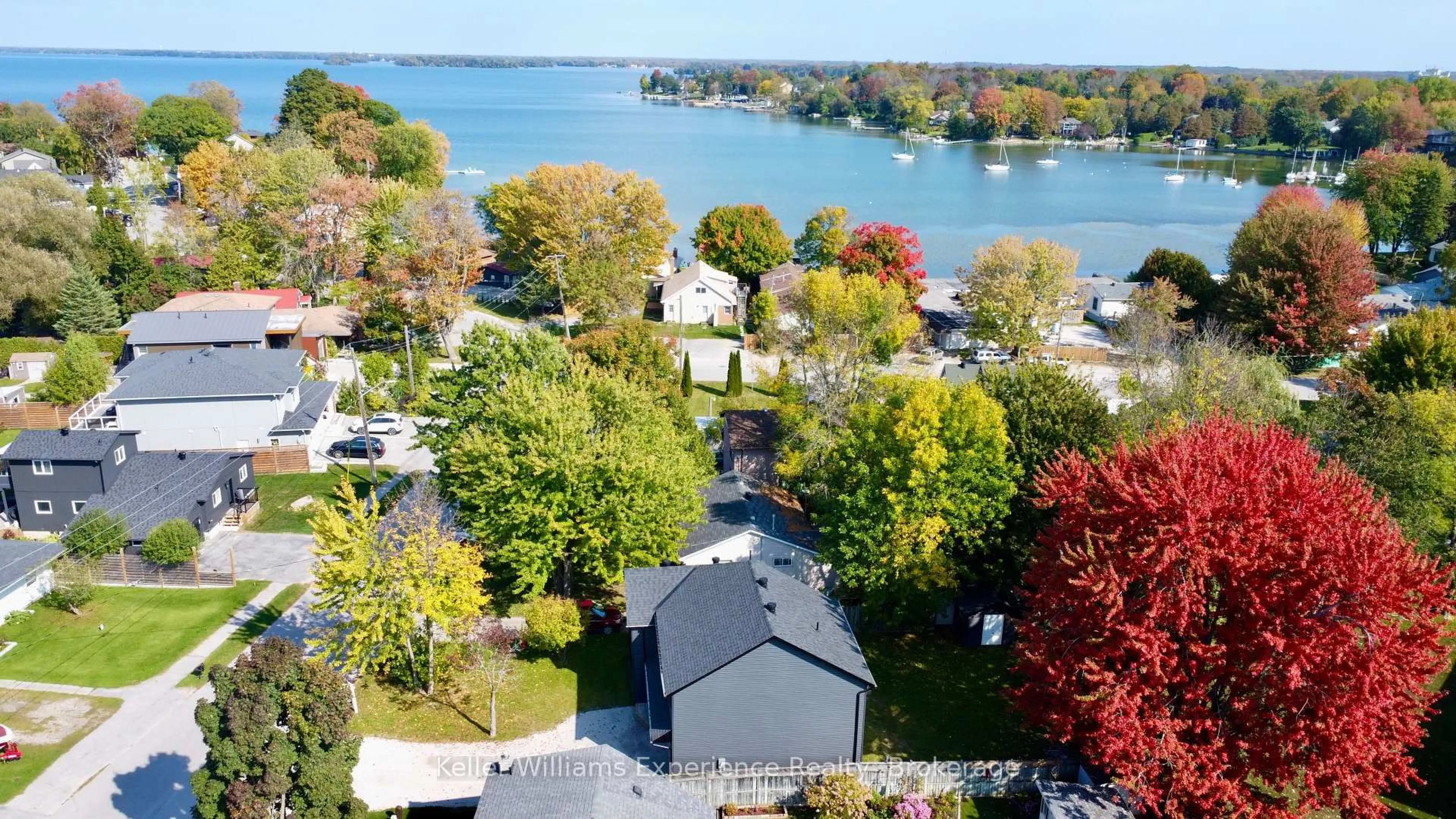 A pic from outside/outdoor area/front of a property/back of a property/a pic from drone, water/lake/river/ocean view for 159 Cedar Island Rd, Orillia Ontario L3V 1S9