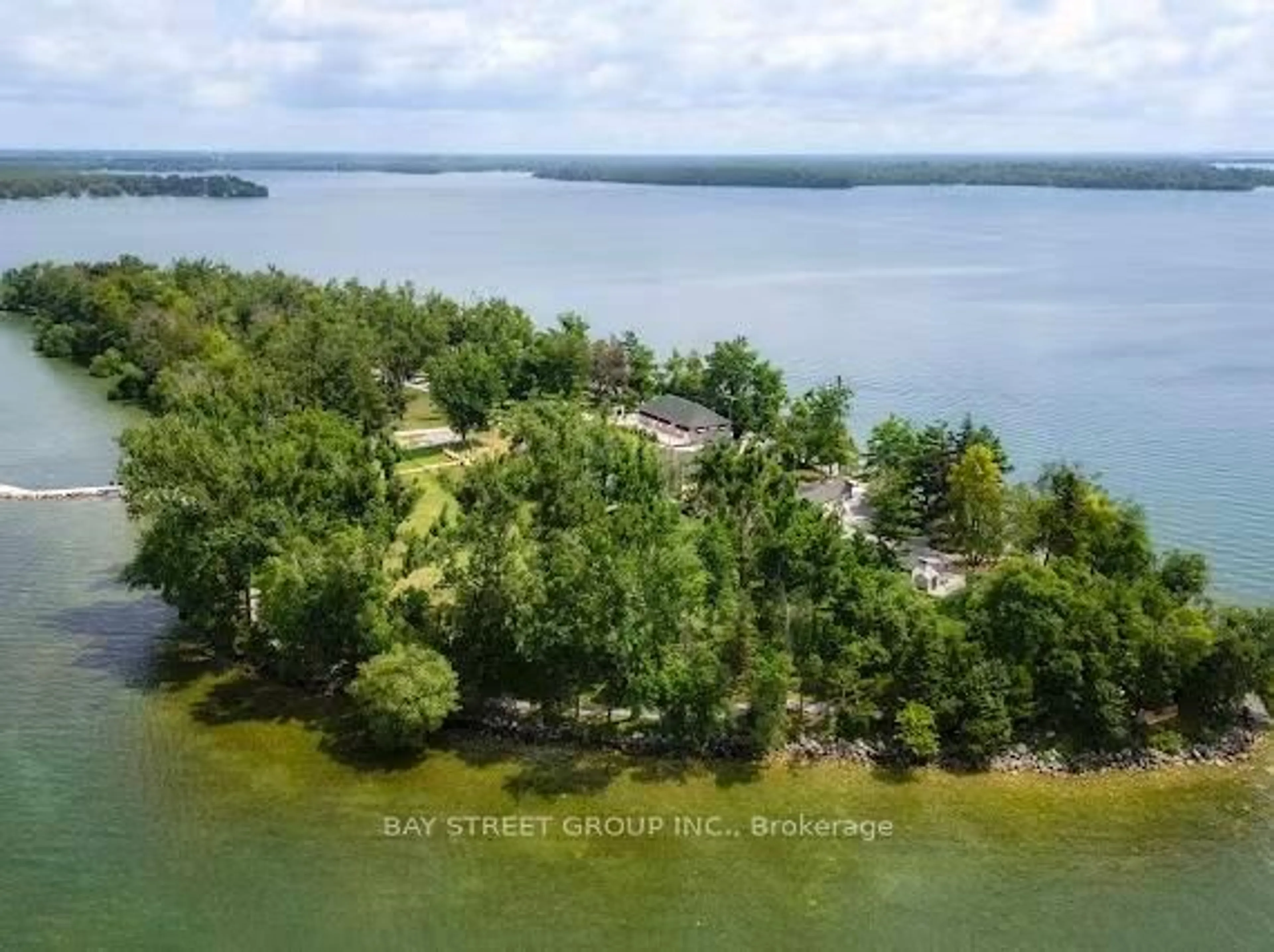 A pic from outside/outdoor area/front of a property/back of a property/a pic from drone, water/lake/river/ocean view for 1000 Goffatt Island, Ramara Ontario L3V 6H7