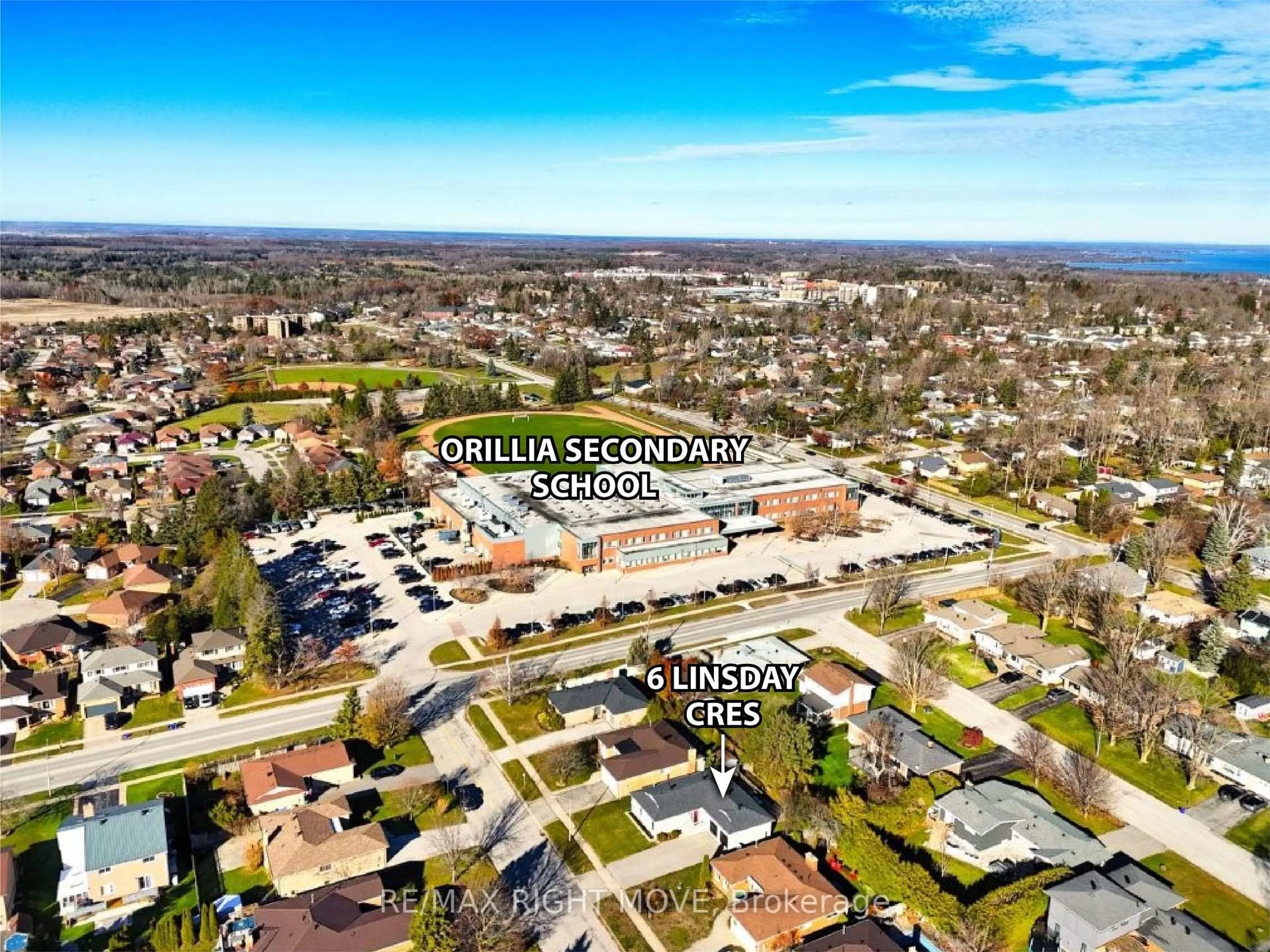 A pic from outside/outdoor area/front of a property/back of a property/a pic from drone, street for 6 Lindsay Cres, Orillia Ontario L3V 7G3