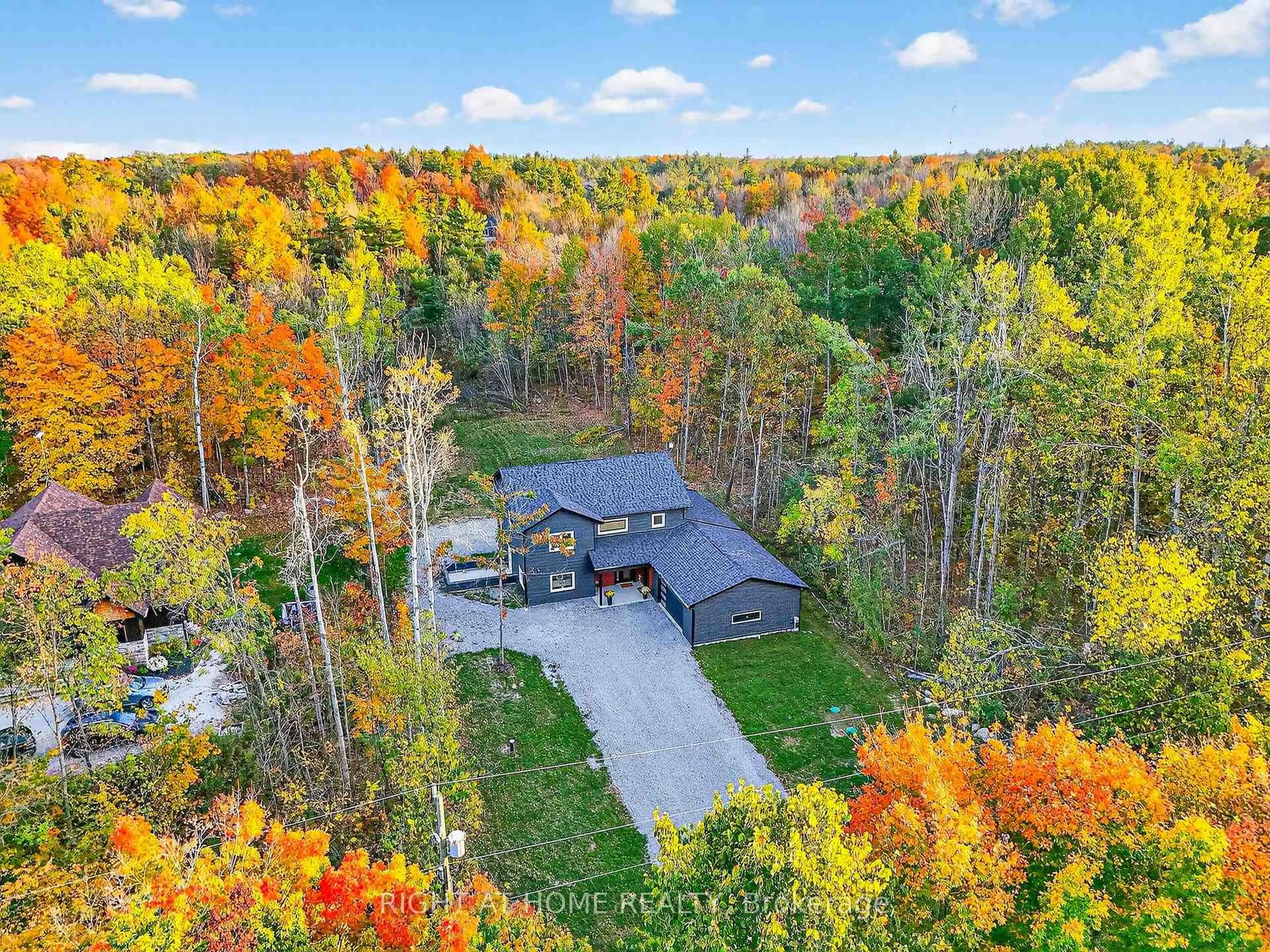 A pic from outside/outdoor area/front of a property/back of a property/a pic from drone, forest/trees view for 6067 Concession Road B-C, Ramara Ontario L0K 1W0