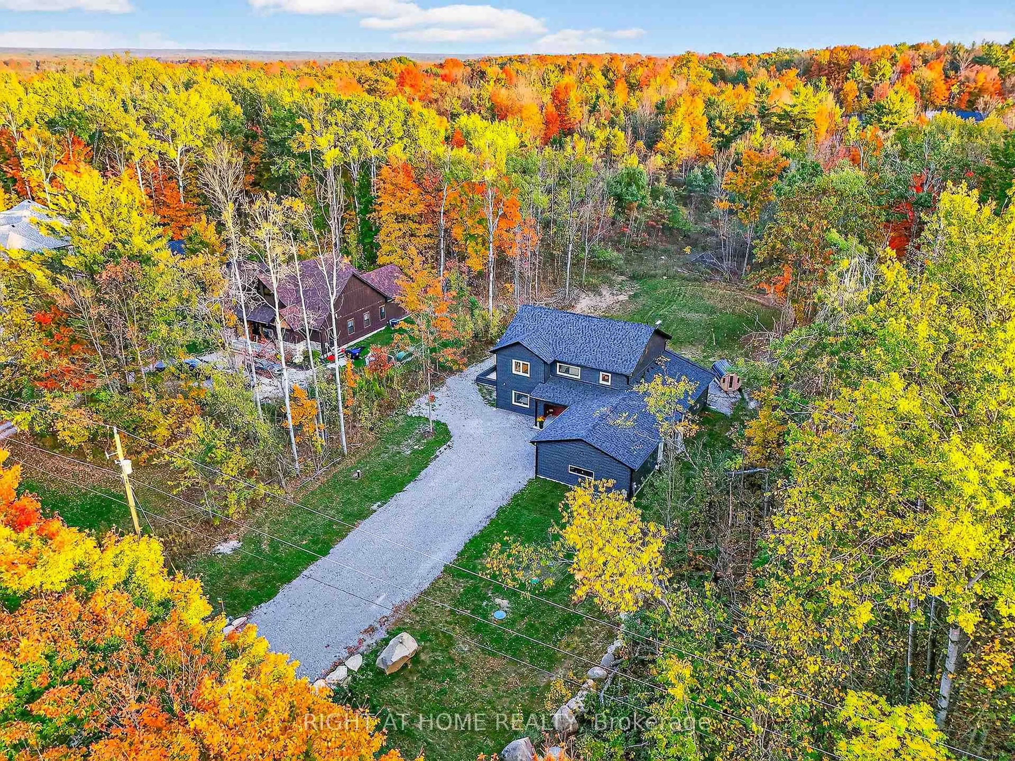 A pic from outside/outdoor area/front of a property/back of a property/a pic from drone, forest/trees view for 6067 Concession Road B-C, Ramara Ontario L0K 1W0