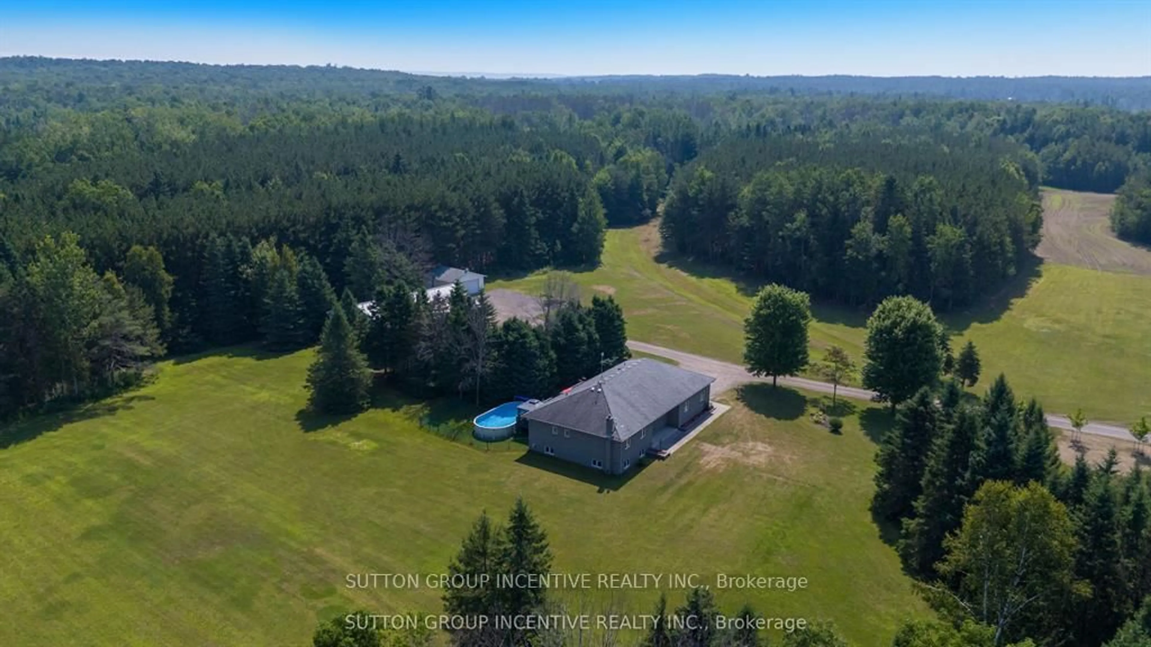 A pic from outside/outdoor area/front of a property/back of a property/a pic from drone, water/lake/river/ocean view for 13895 County Rd 27 Rd, Springwater Ontario L0L 2K0