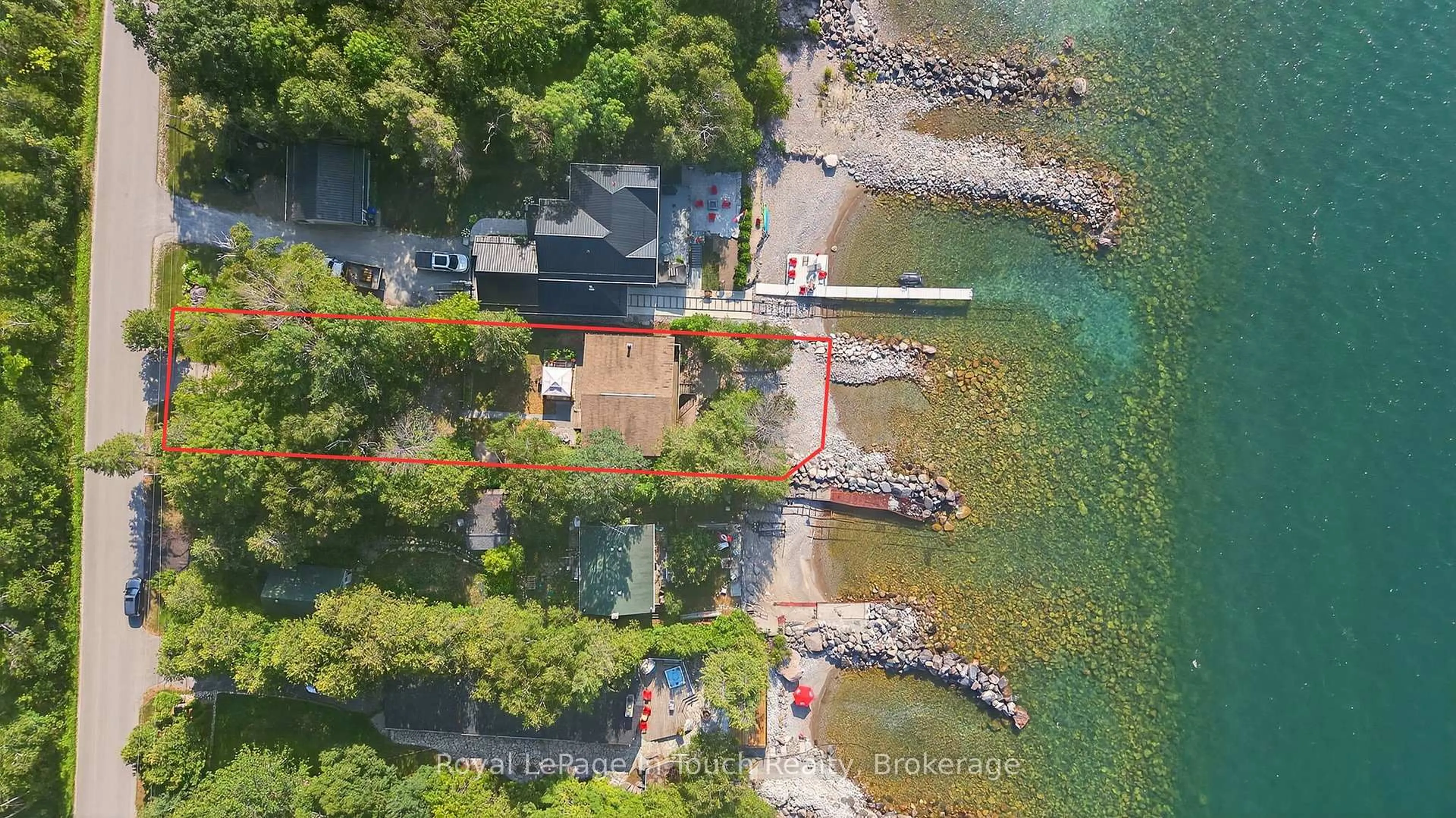 A pic from outside/outdoor area/front of a property/back of a property/a pic from drone, water/lake/river/ocean view for 2519 Champlain Rd, Tiny Ontario L9M 0C3