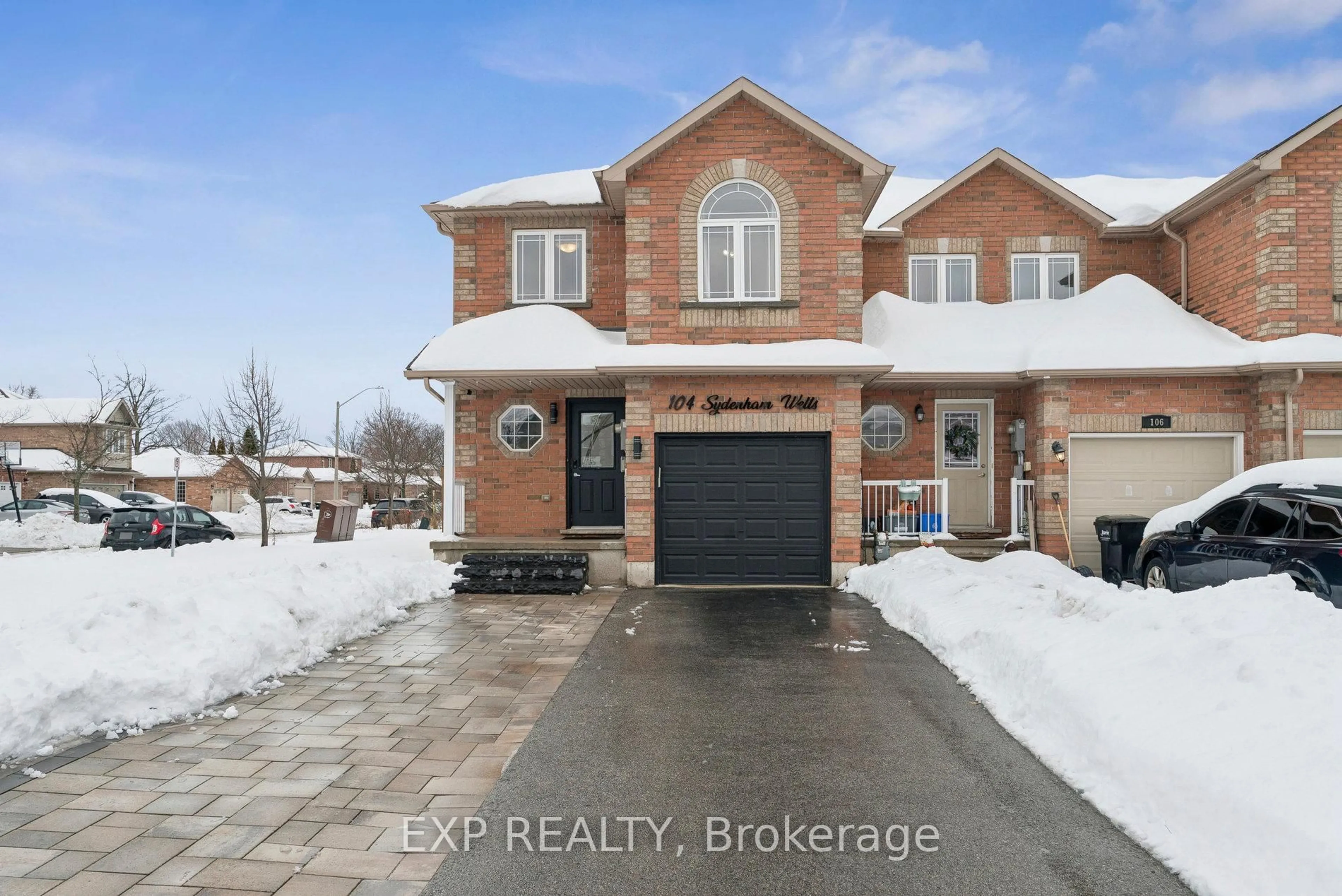 Home with brick exterior material, street for 104 Sydenham Wells, Barrie Ontario L4M 6R5