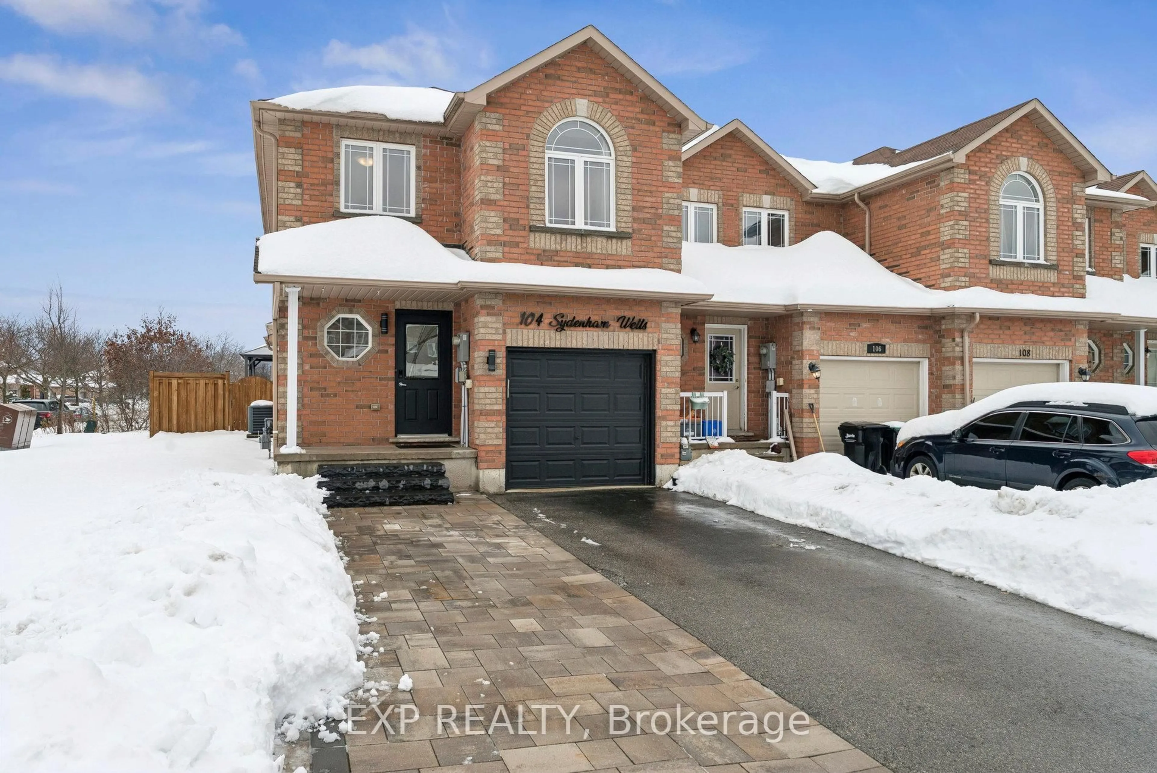 Home with brick exterior material, street for 104 Sydenham Wells, Barrie Ontario L4M 6R5