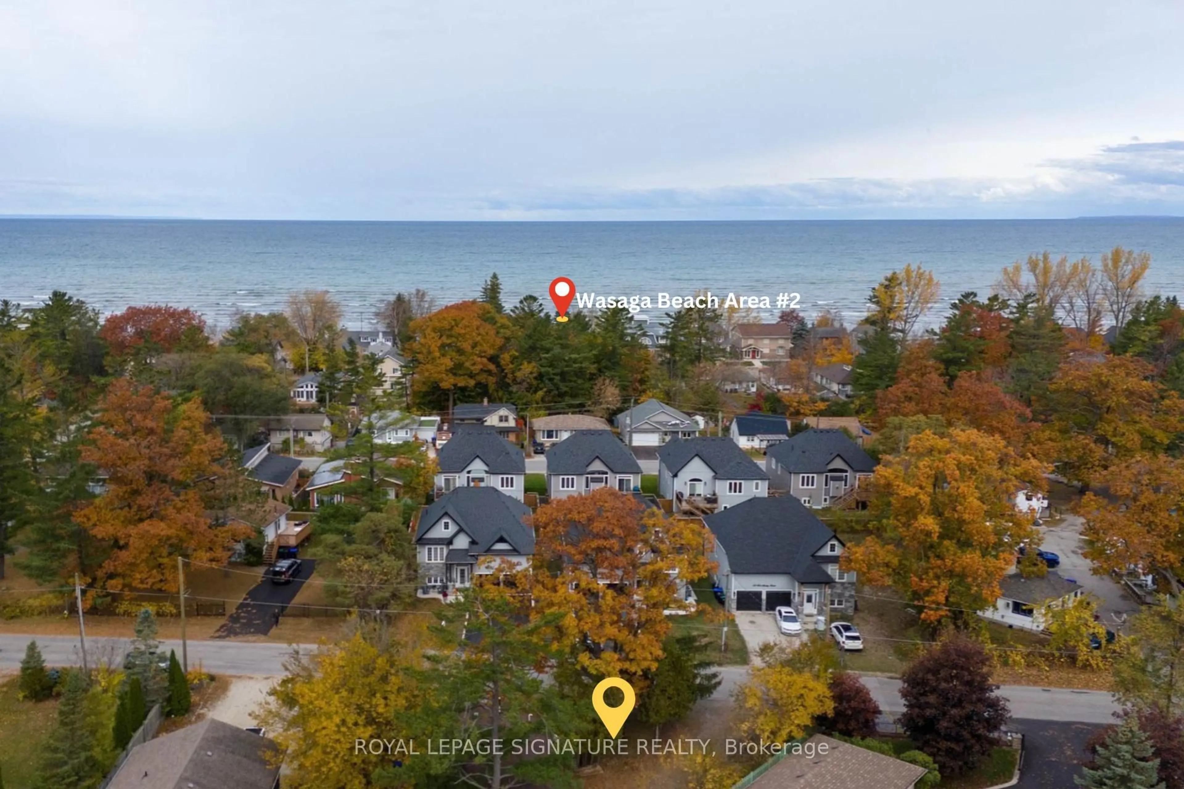 A pic from outside/outdoor area/front of a property/back of a property/a pic from drone, water/lake/river/ocean view for 75 Old Mosley St, Wasaga Beach Ontario L9Z 2J5