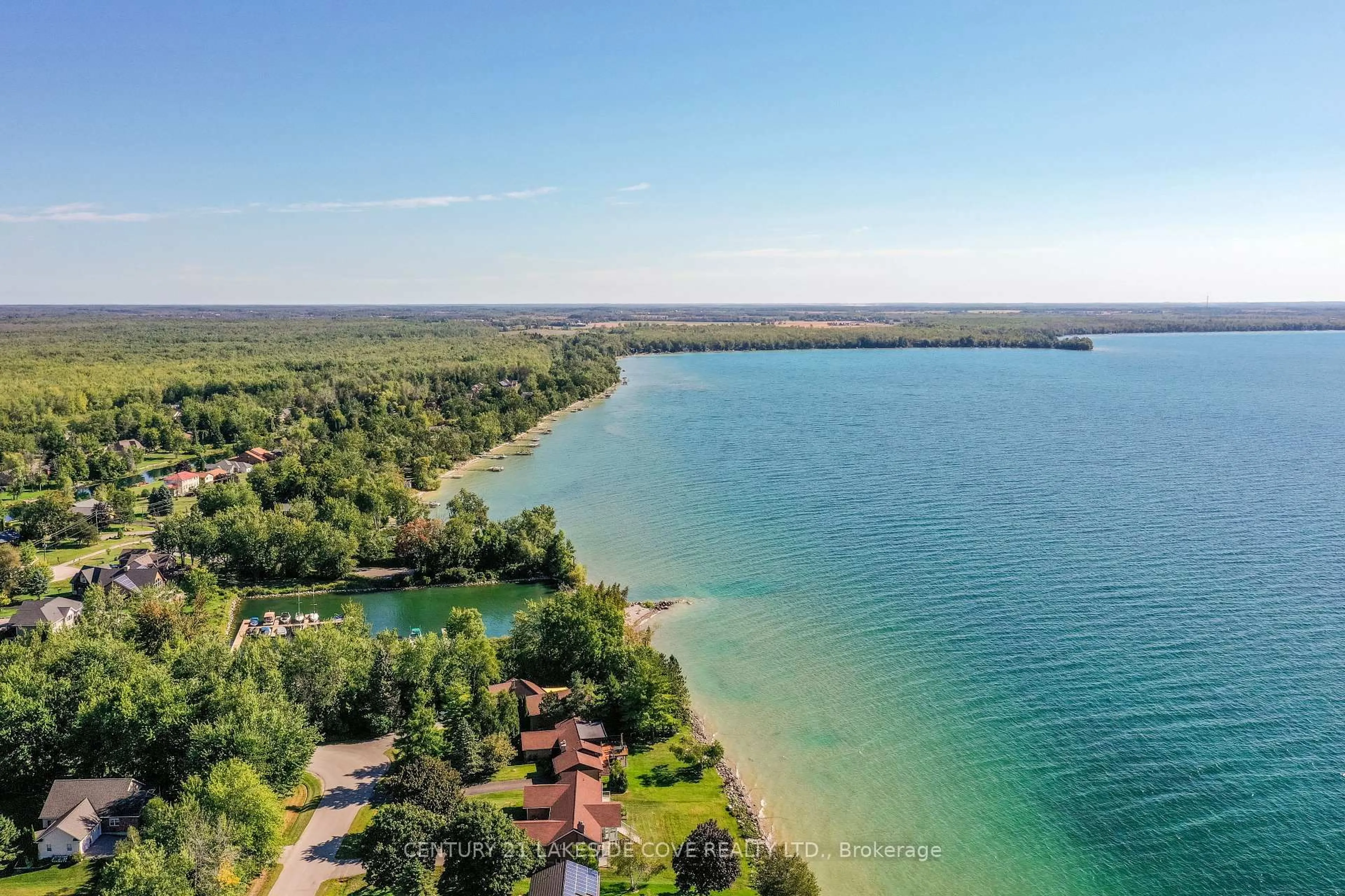 A pic from outside/outdoor area/front of a property/back of a property/a pic from drone, water/lake/river/ocean view for 96 Bayshore Dr, Ramara Ontario L0K 1B0
