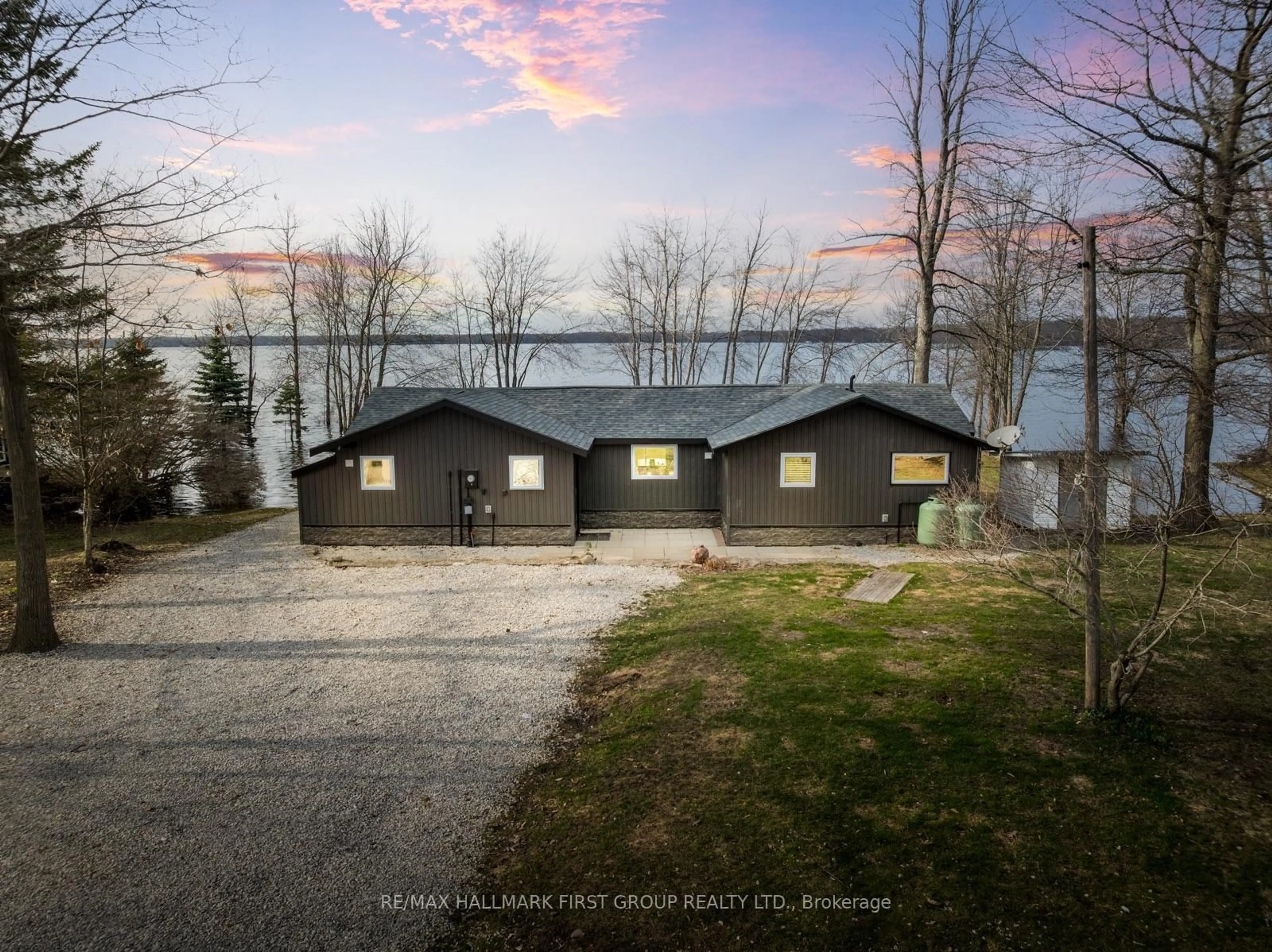 A pic from outside/outdoor area/front of a property/back of a property/a pic from drone, water/lake/river/ocean view for 6386 Bluebird St, Ramara Ontario L3V 6H6