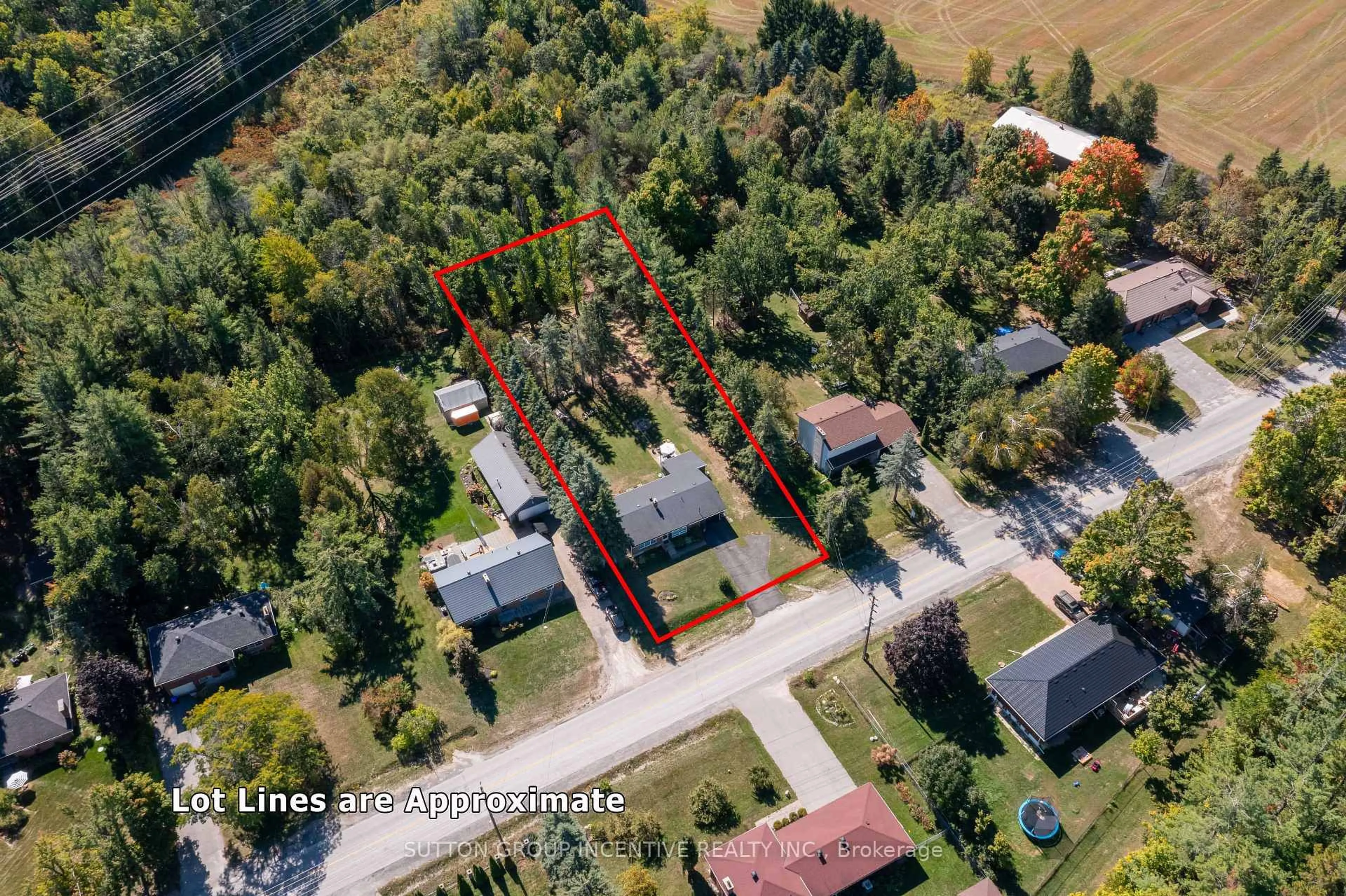 A pic from outside/outdoor area/front of a property/back of a property/a pic from drone, street for 1171 Carson Rd, Springwater Ontario L4M 4S5