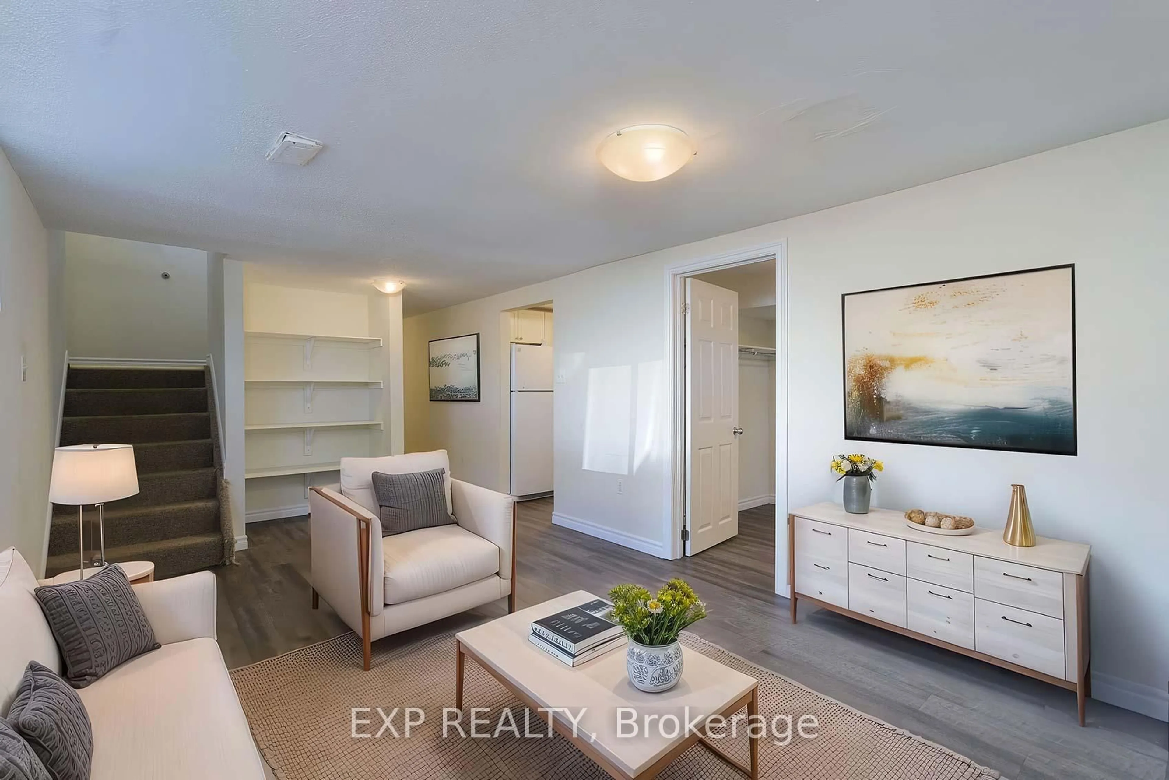 Living room with furniture, wood/laminate floor for 22A Bernick Dr, Barrie Ontario L4M 5J5