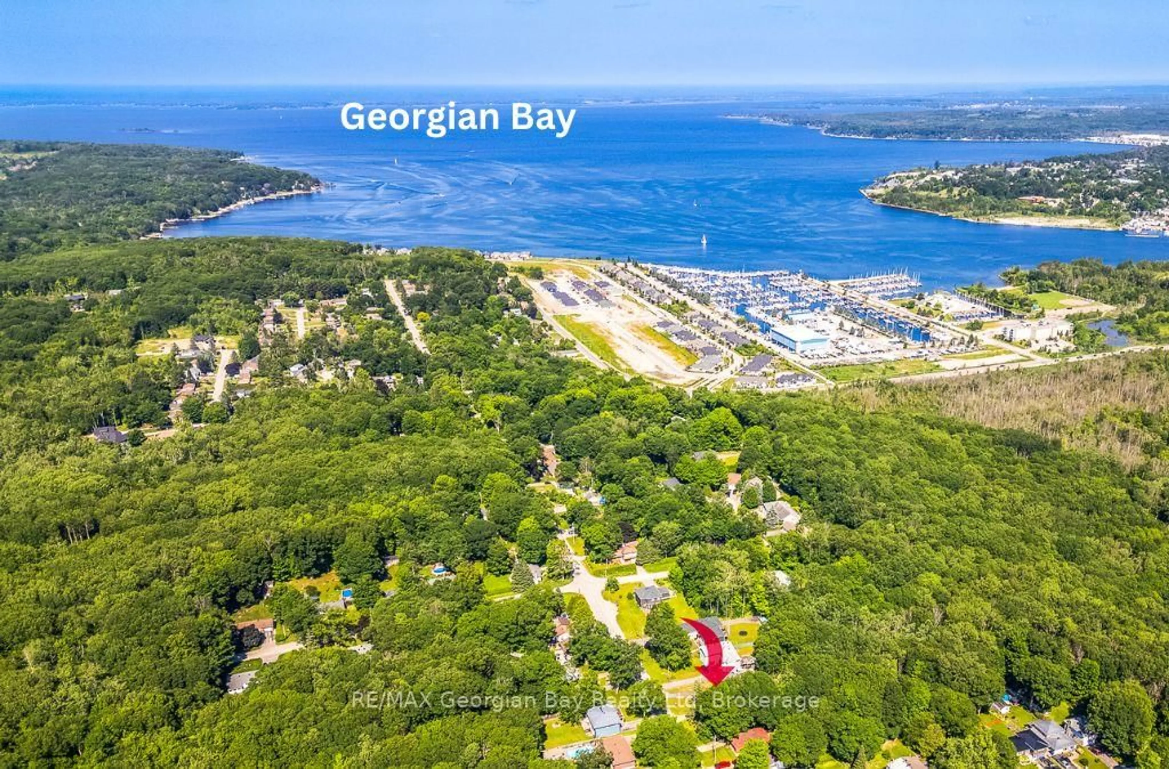 A pic from outside/outdoor area/front of a property/back of a property/a pic from drone, water/lake/river/ocean view for 1311 Everton Rd, Midland Ontario L4R 5J5