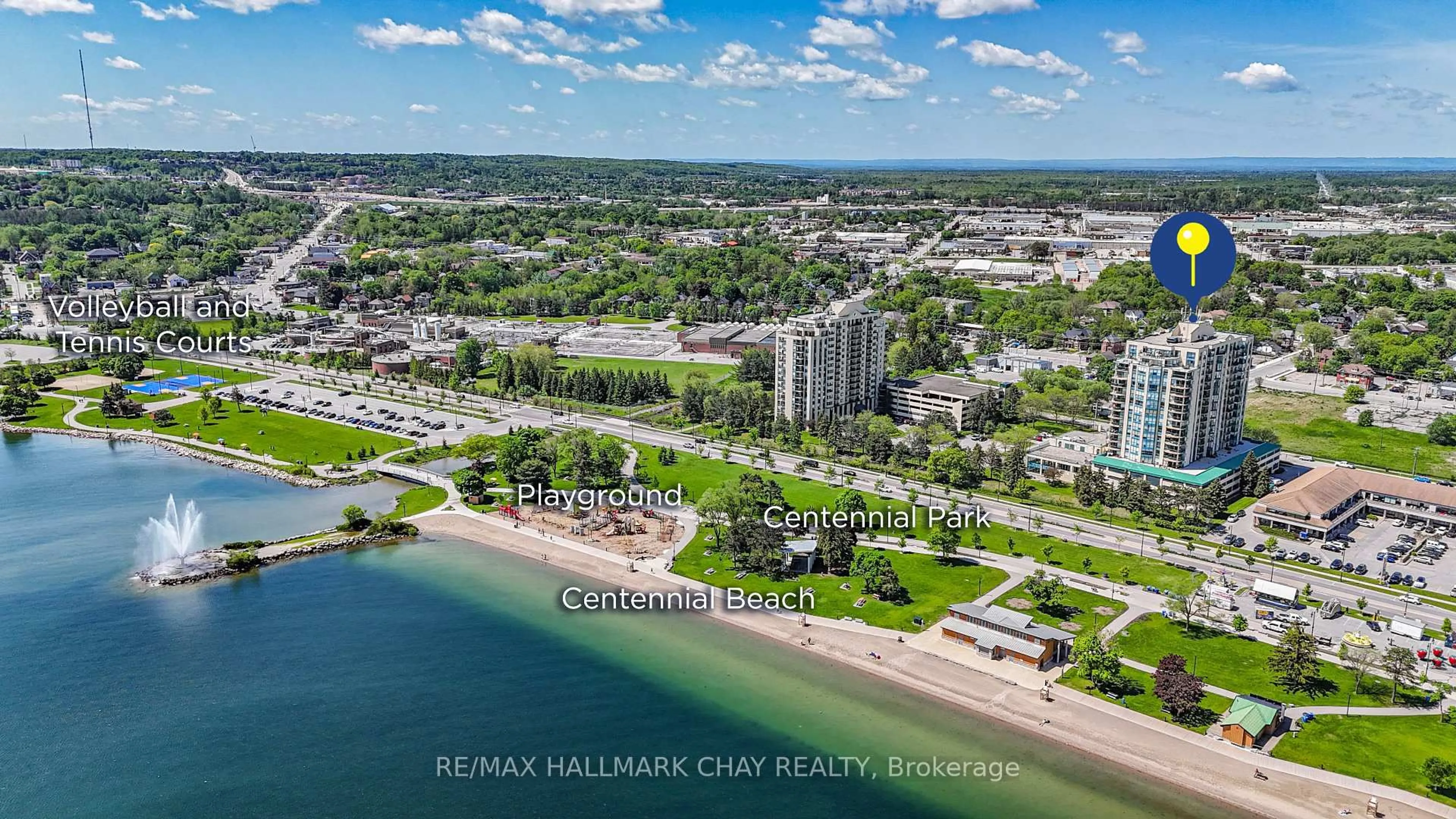 A pic from outside/outdoor area/front of a property/back of a property/a pic from drone, water/lake/river/ocean view for 65 Ellen St #205, Barrie Ontario L4N 3A5
