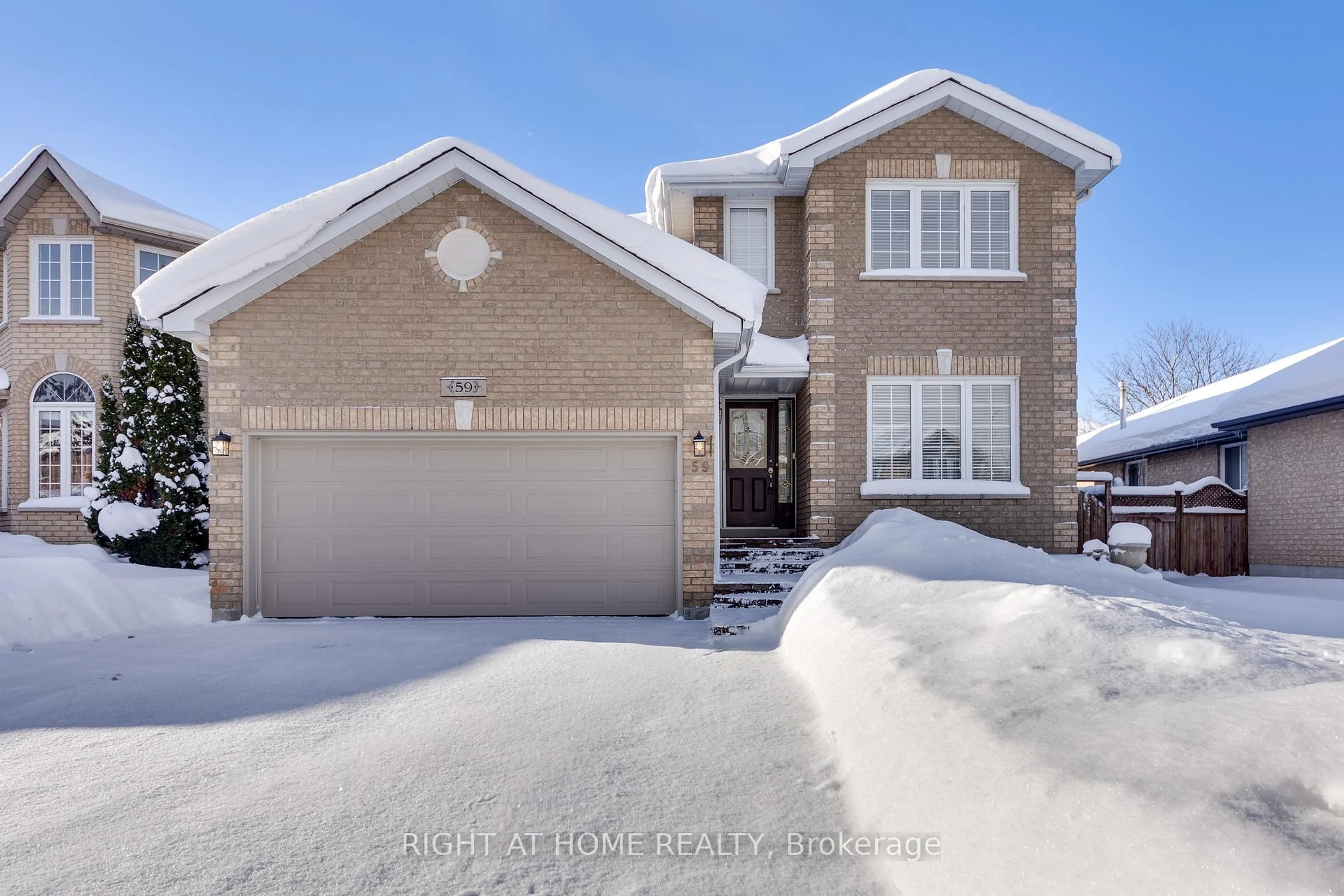 Home with brick exterior material, street for 59 Kingsridge Rd, Barrie Ontario L4N 8V2