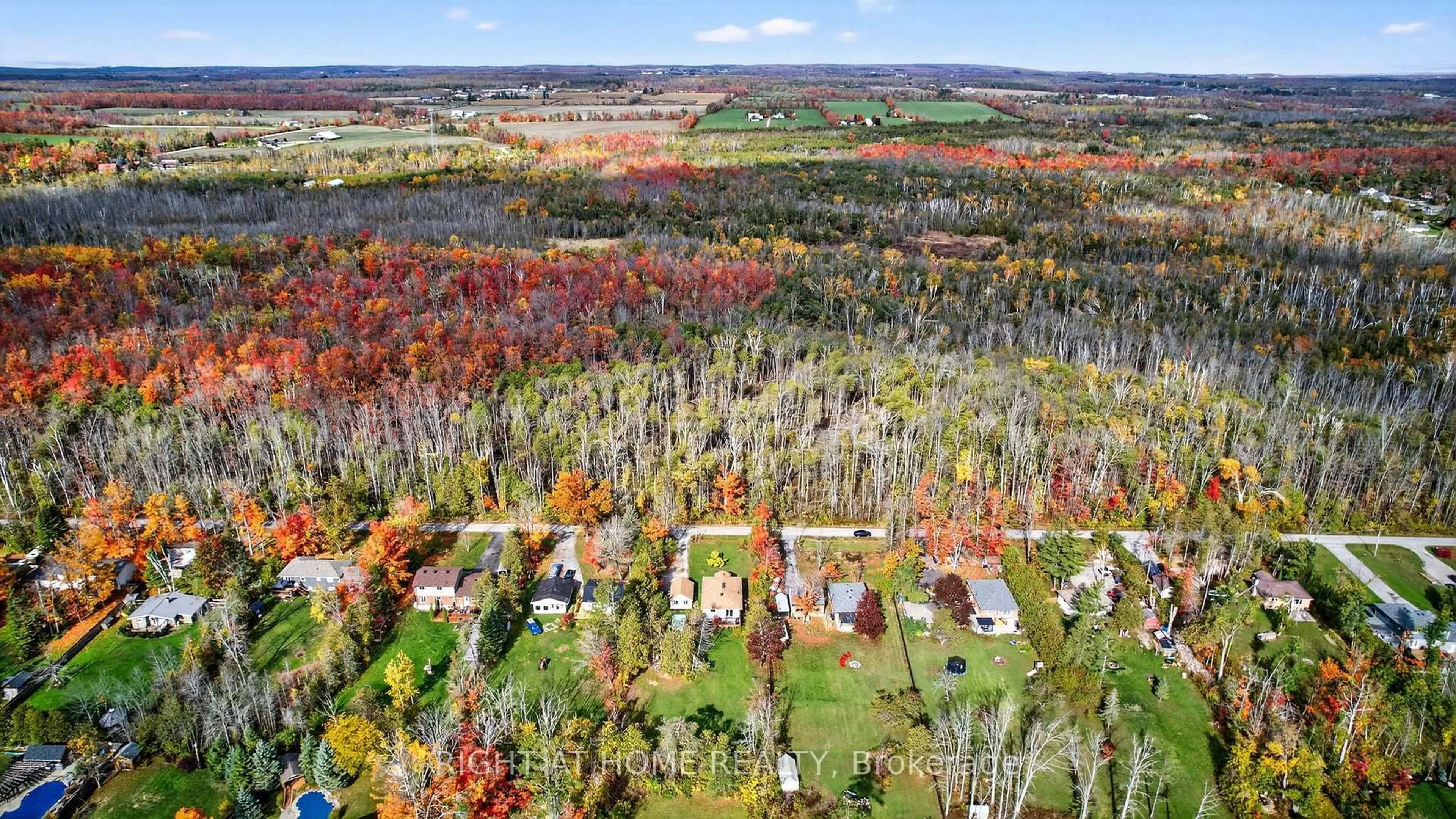 A pic from outside/outdoor area/front of a property/back of a property/a pic from drone, forest/trees view for 73 Poplar Cres, Oro-Medonte Ontario L0L 1T0