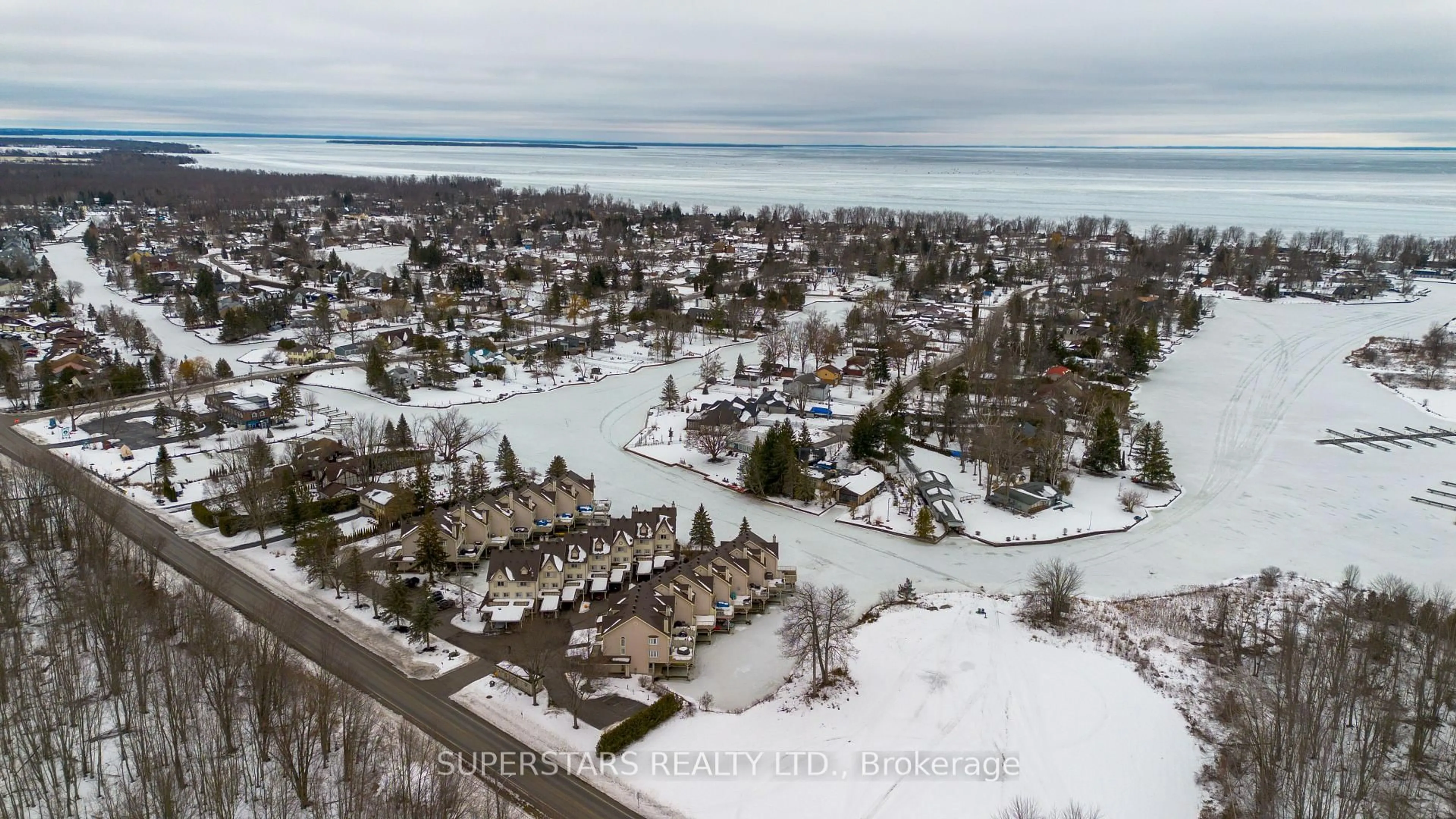 A pic from outside/outdoor area/front of a property/back of a property/a pic from drone, water/lake/river/ocean view for 100 Laguna Pkwy #23, Ramara Ontario L0K 1B0