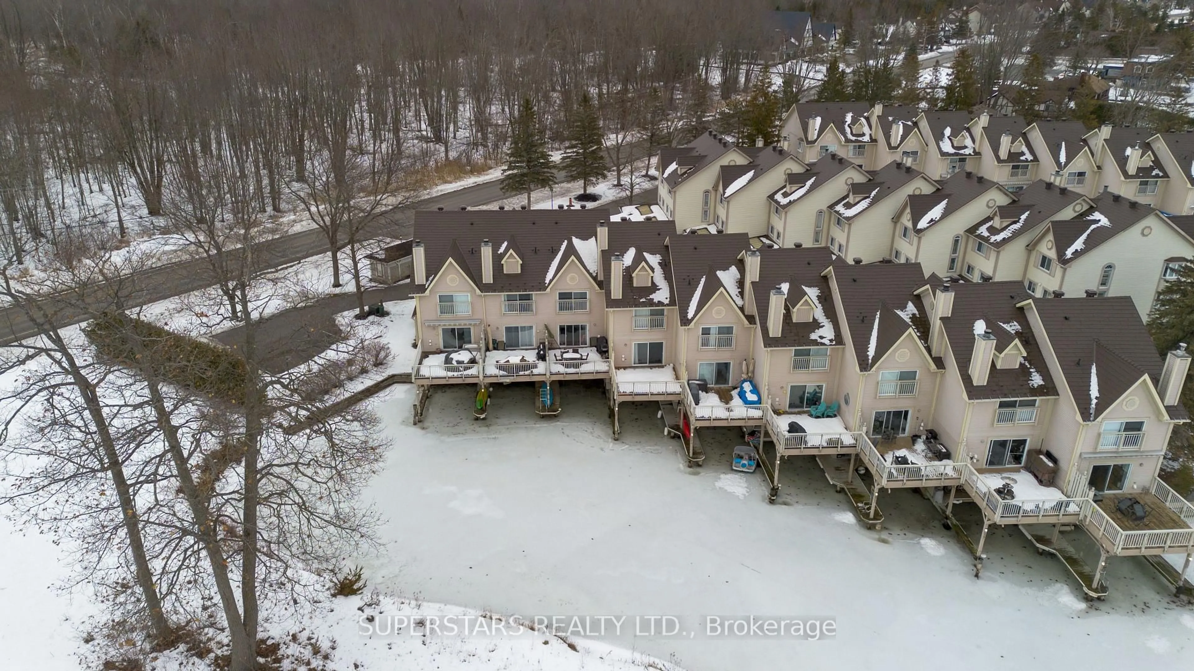 A pic from outside/outdoor area/front of a property/back of a property/a pic from drone, water/lake/river/ocean view for 100 Laguna Pkwy #23, Ramara Ontario L0K 1B0