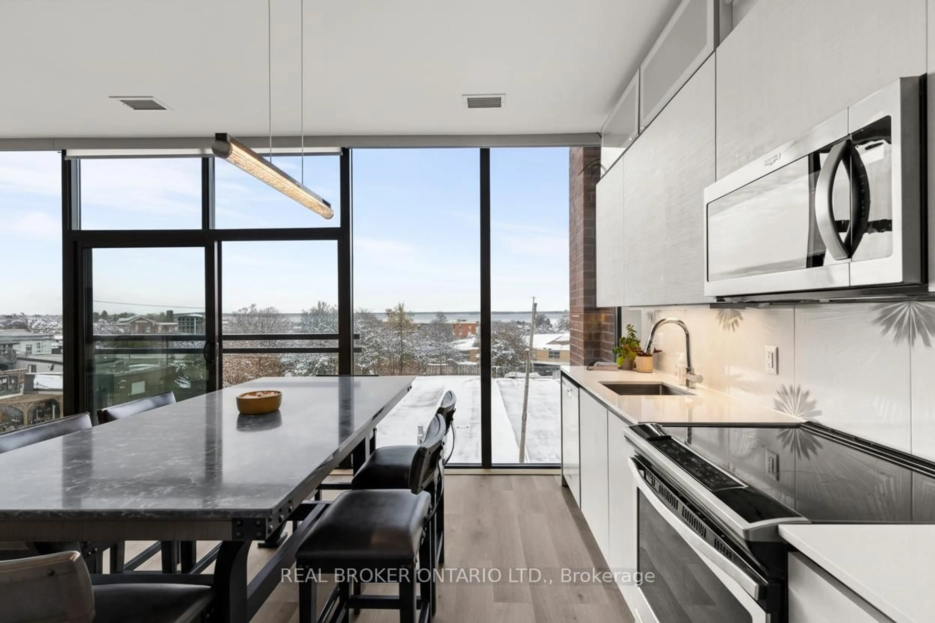 Contemporary kitchen, ceramic/tile floor for 21 Matchedash St #321, Orillia Ontario L3V 4W4