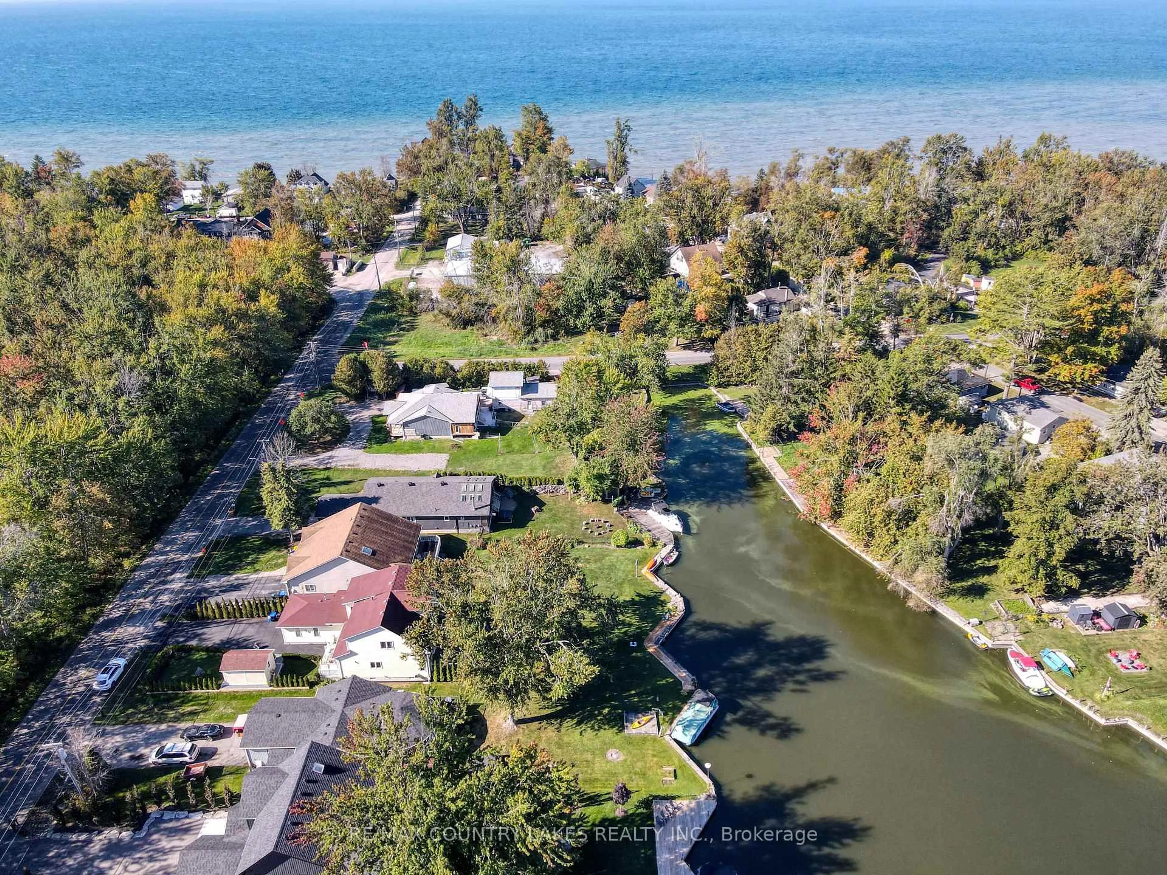 A pic from outside/outdoor area/front of a property/back of a property/a pic from drone, water/lake/river/ocean view for 34 Simcoe Rd, Ramara Ontario L0K 1B0