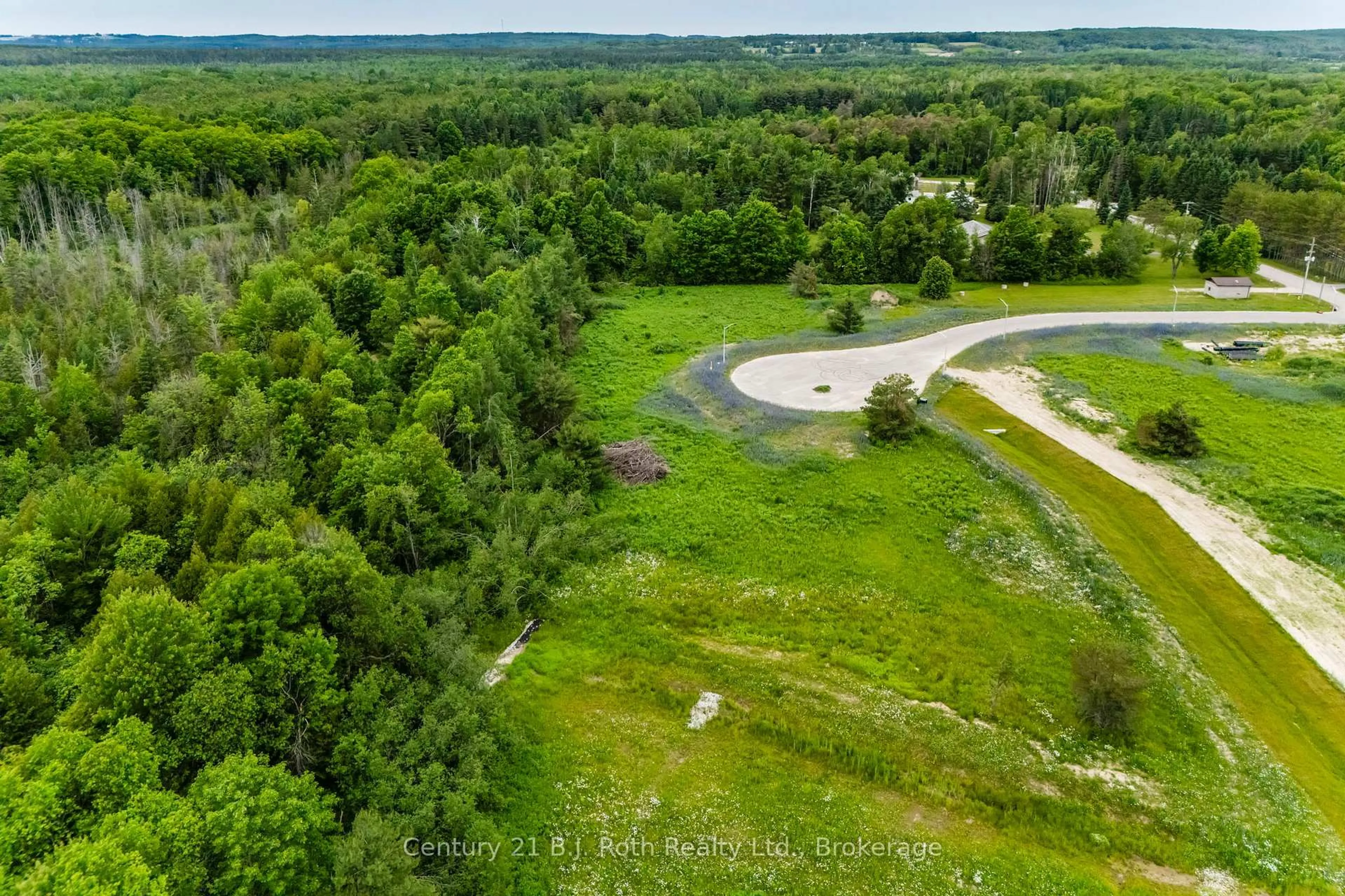 A pic from outside/outdoor area/front of a property/back of a property/a pic from drone, forest/trees view for 13 Greenlaw Crt, Springwater Ontario L0L 1V0