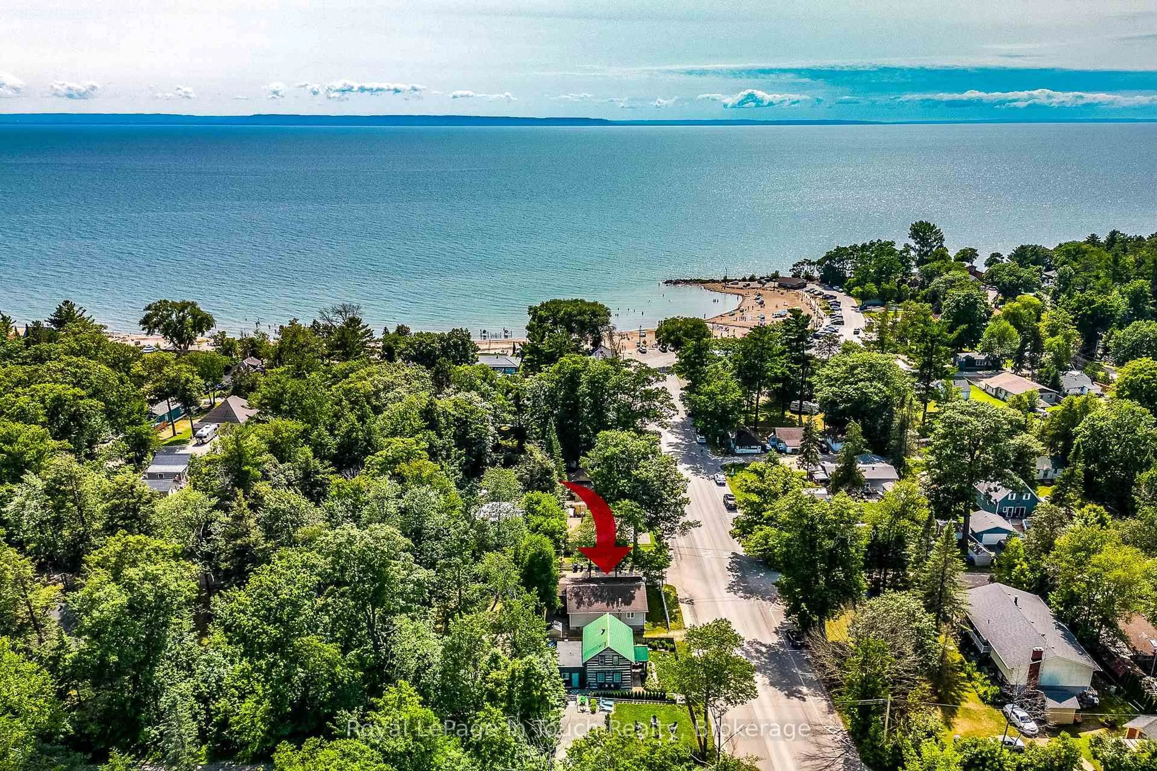 A pic from outside/outdoor area/front of a property/back of a property/a pic from drone, water/lake/river/ocean view for 349 Balm Beach Rd, Tiny Ontario L0L 2J0