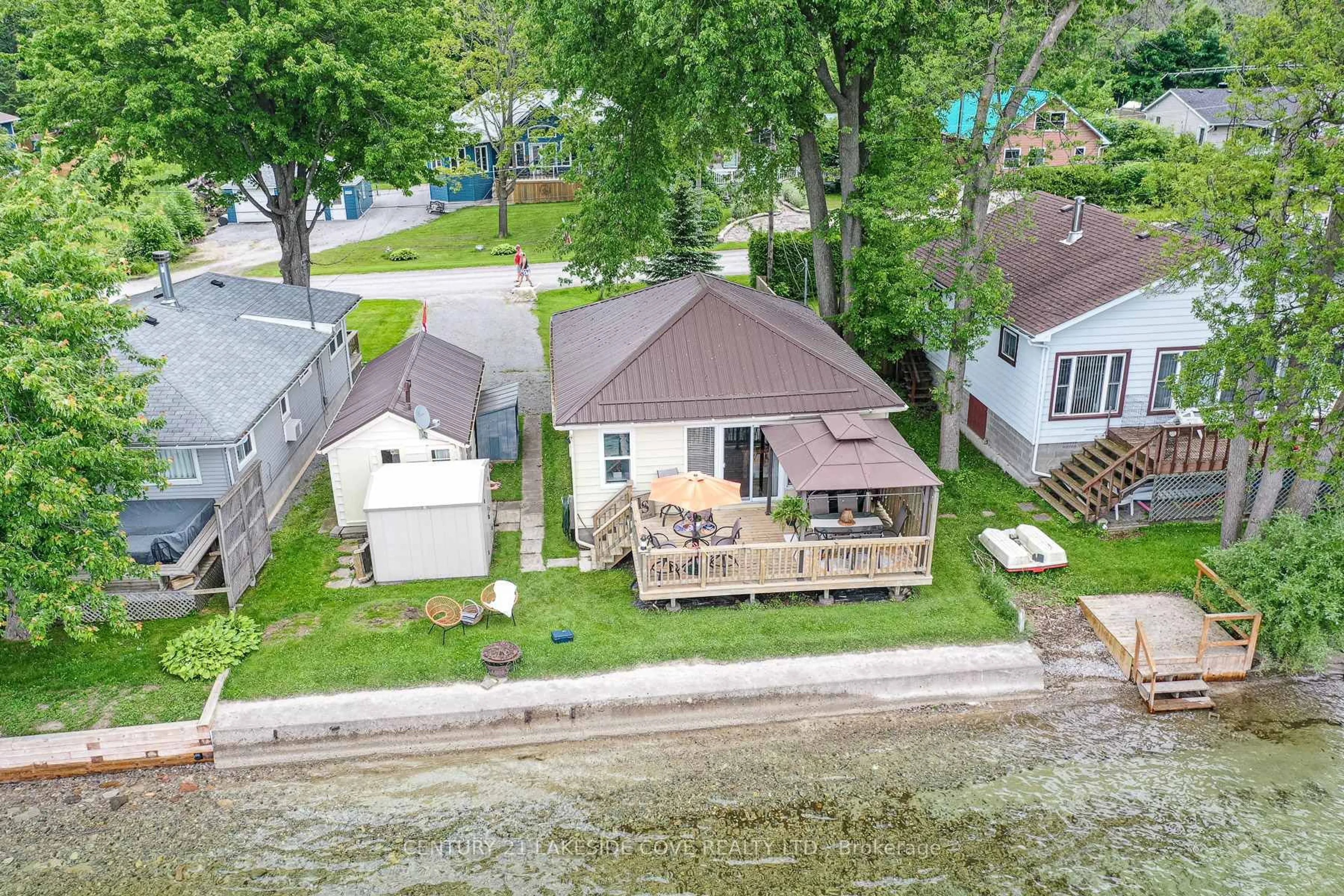 A pic from outside/outdoor area/front of a property/back of a property/a pic from drone, water/lake/river/ocean view for 2730 Lone Birch Tr, Ramara Ontario L0K 1B0