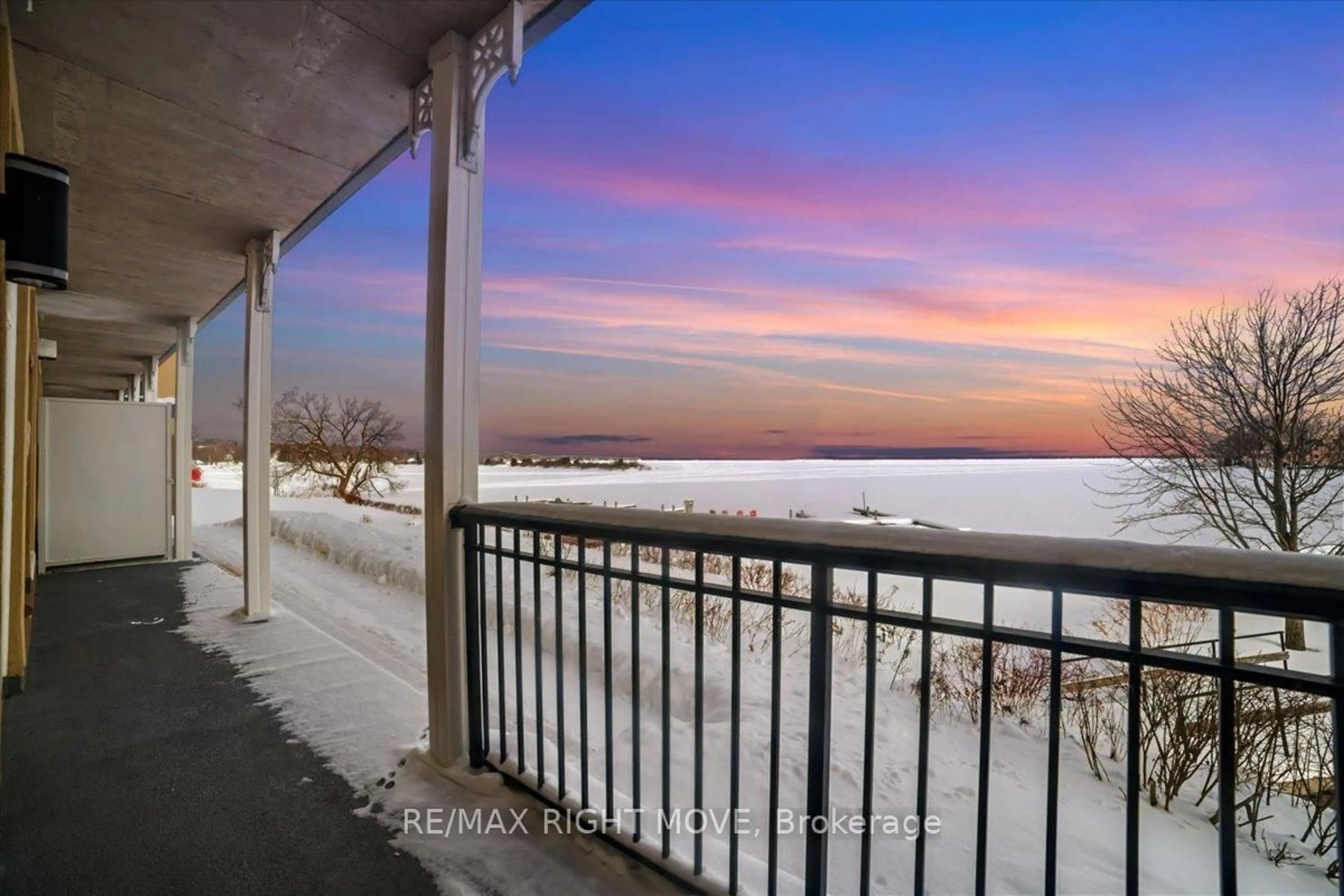 Balcony in the apartment, water/lake/river/ocean view for 140 Cedar Island Rd #109, Orillia Ontario L3V 1T1