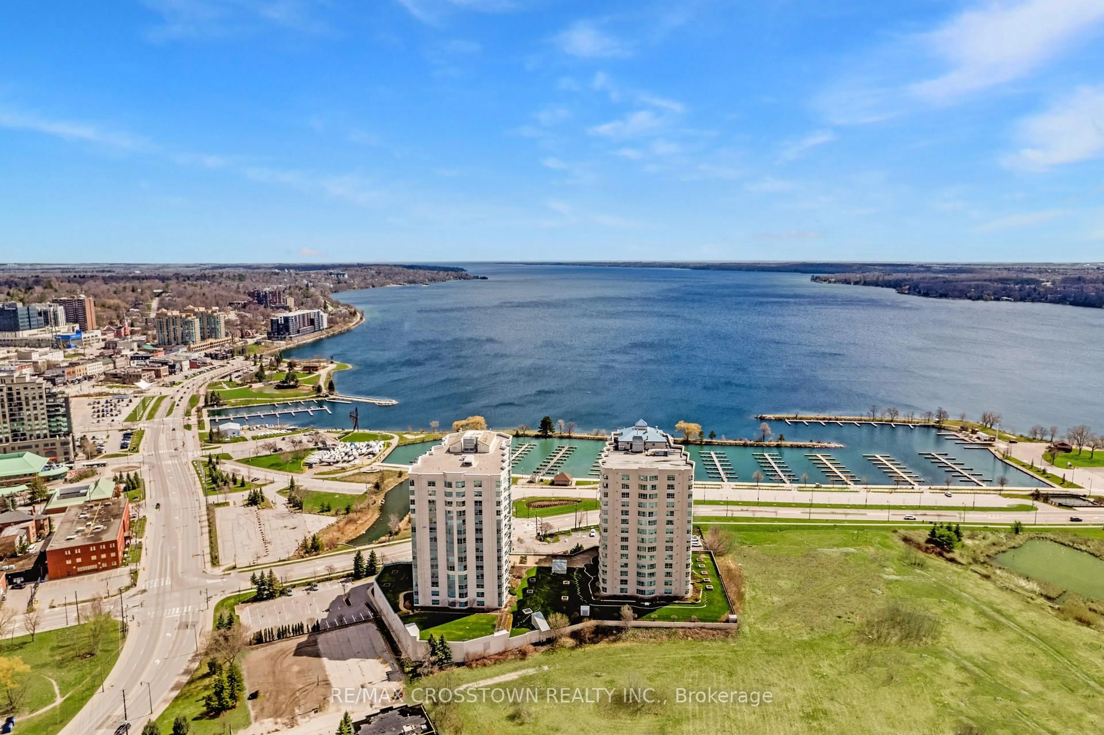 A pic from outside/outdoor area/front of a property/back of a property/a pic from drone, water/lake/river/ocean view for 6 Toronto St #710, Barrie Ontario L4N 9R2