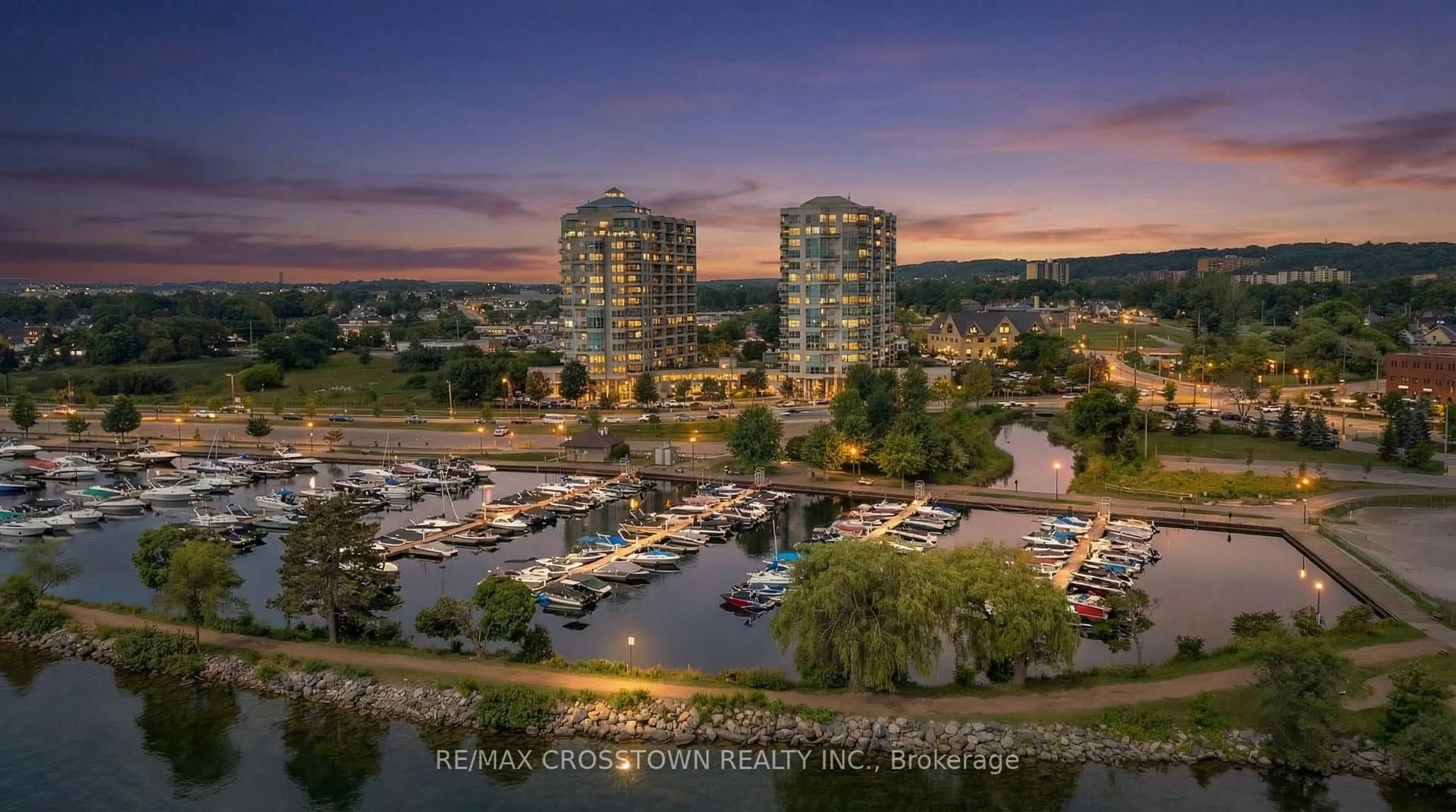 A pic from outside/outdoor area/front of a property/back of a property/a pic from drone, water/lake/river/ocean view for 6 Toronto St #710, Barrie Ontario L4N 9R2