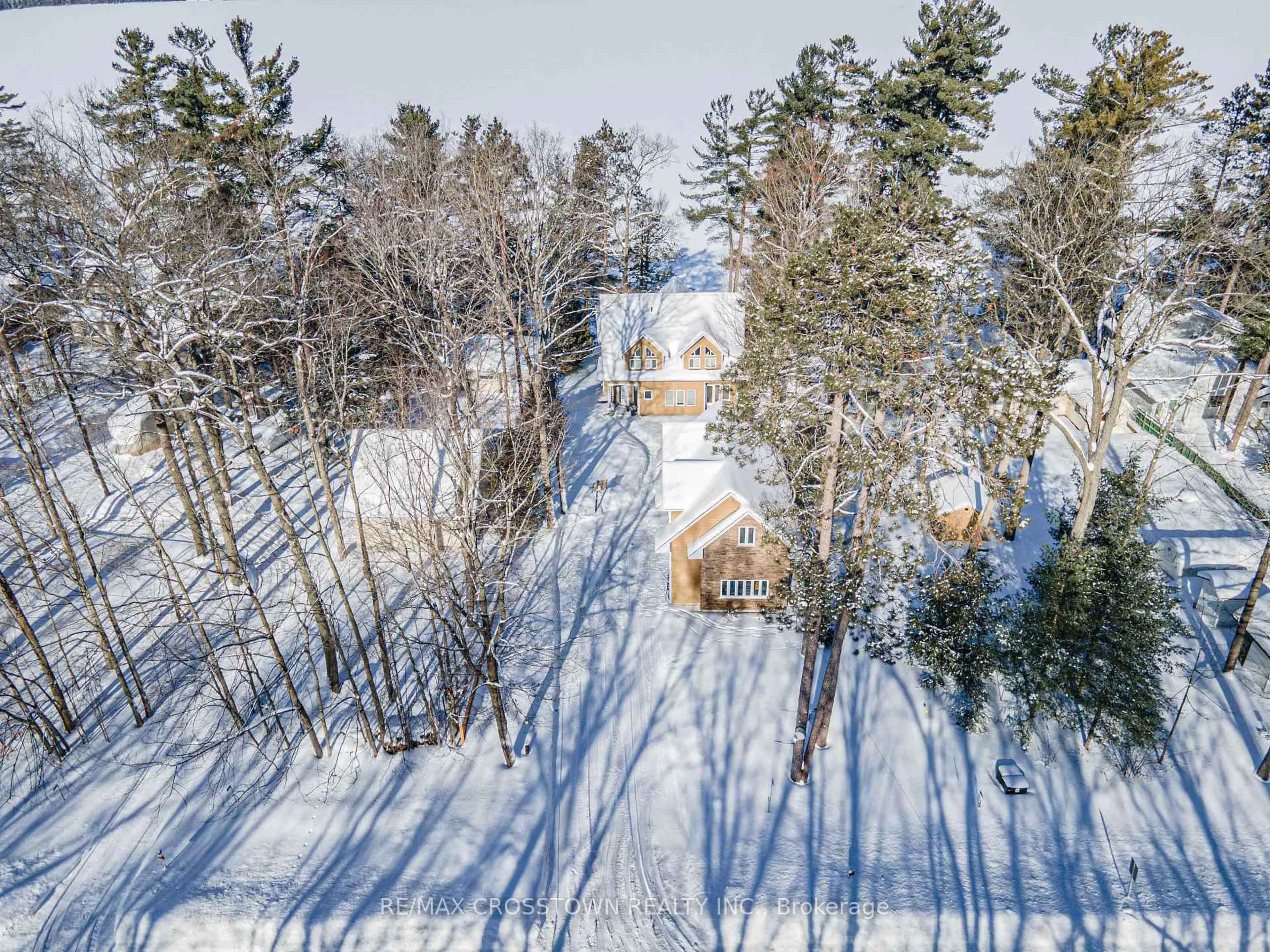 A pic from outside/outdoor area/front of a property/back of a property/a pic from drone, forest/trees view for 2240 South Orr Lake Rd, Springwater Ontario L0L 1P0