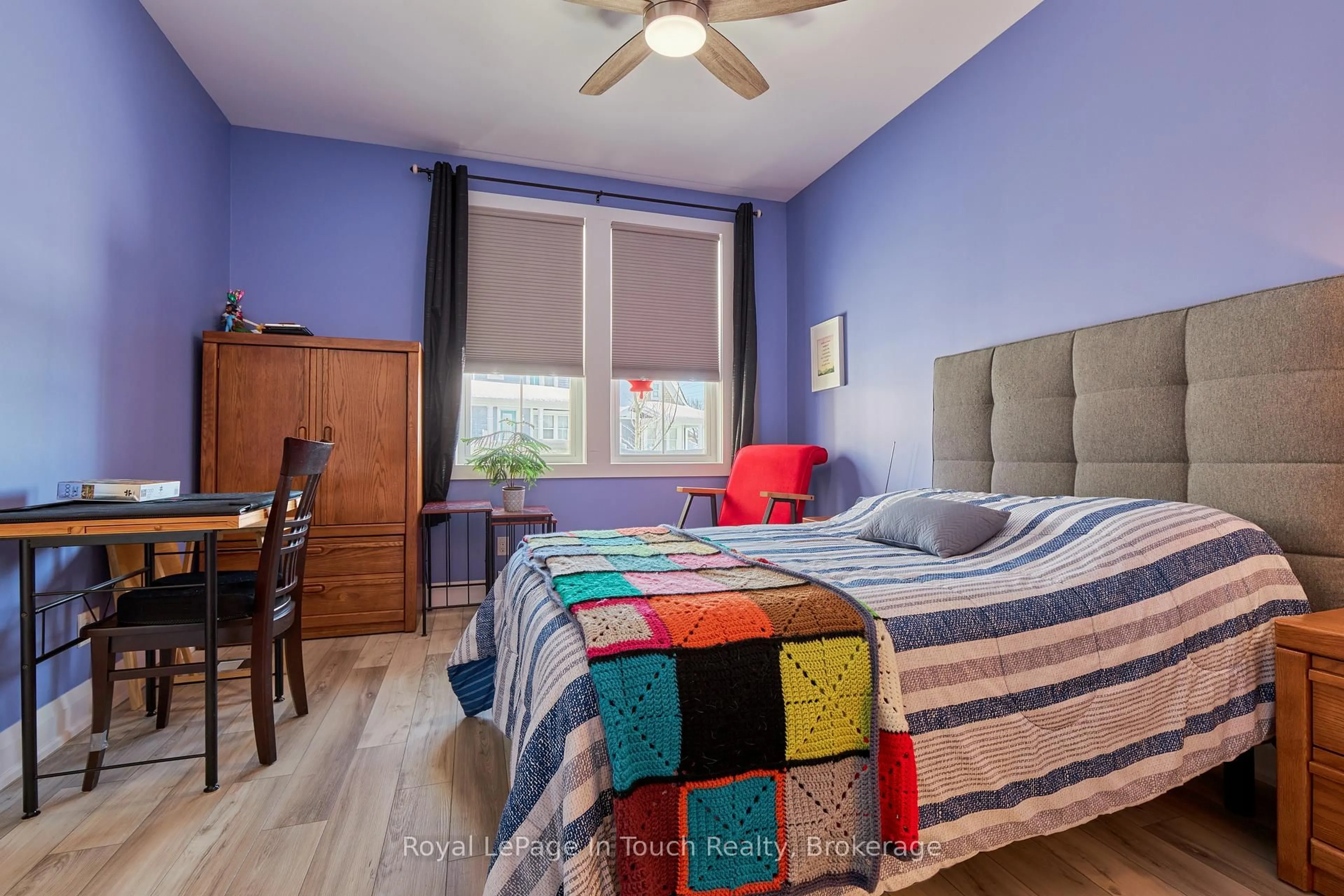 Bedroom with bed, wood/laminate floor for 31 Julia Cres, Midland Ontario L4R 0H5