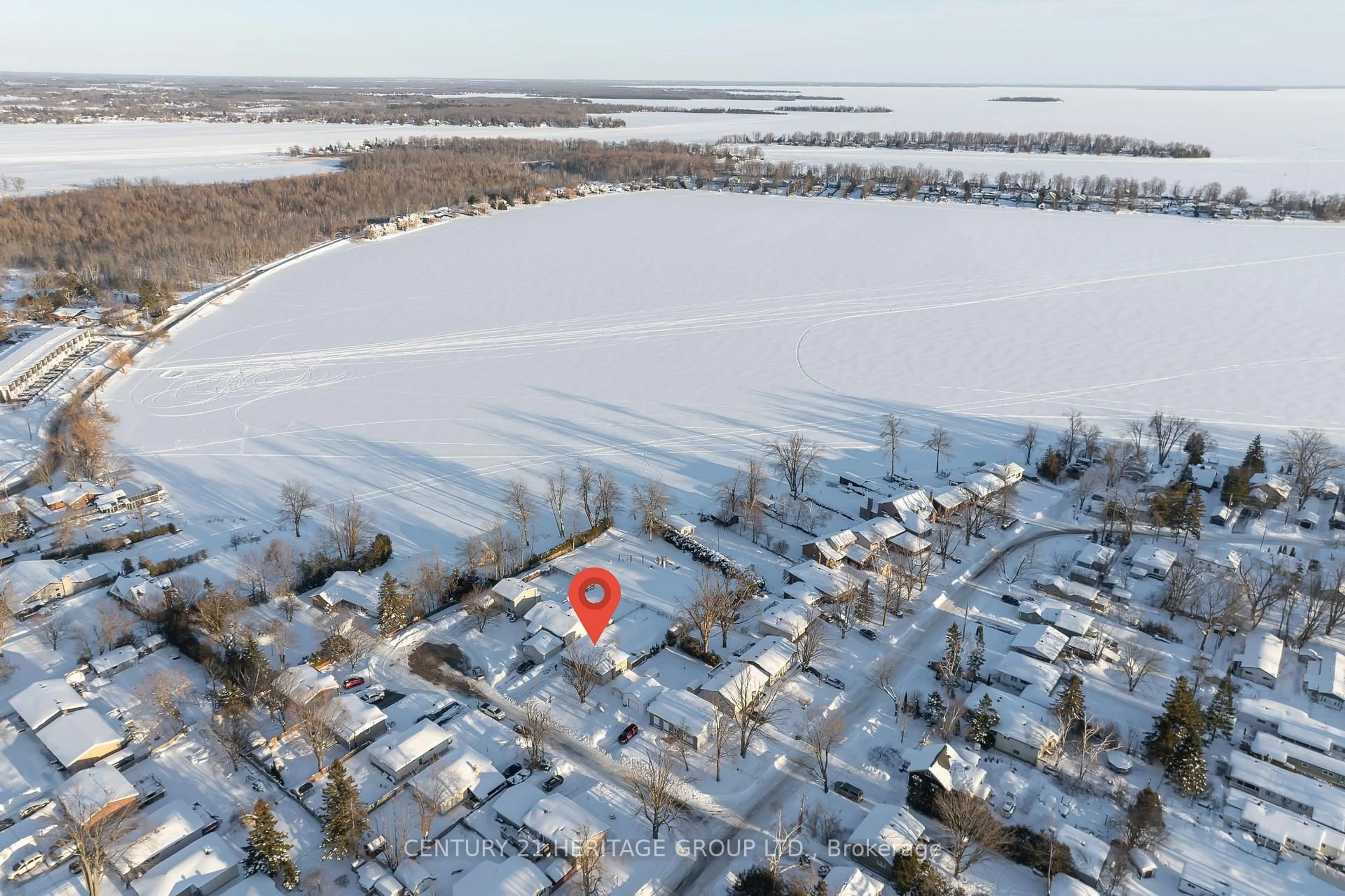 A pic from outside/outdoor area/front of a property/back of a property/a pic from drone, water/lake/river/ocean view for 105 Maple Leaf Ave, Orillia Ontario L3V 6Z1