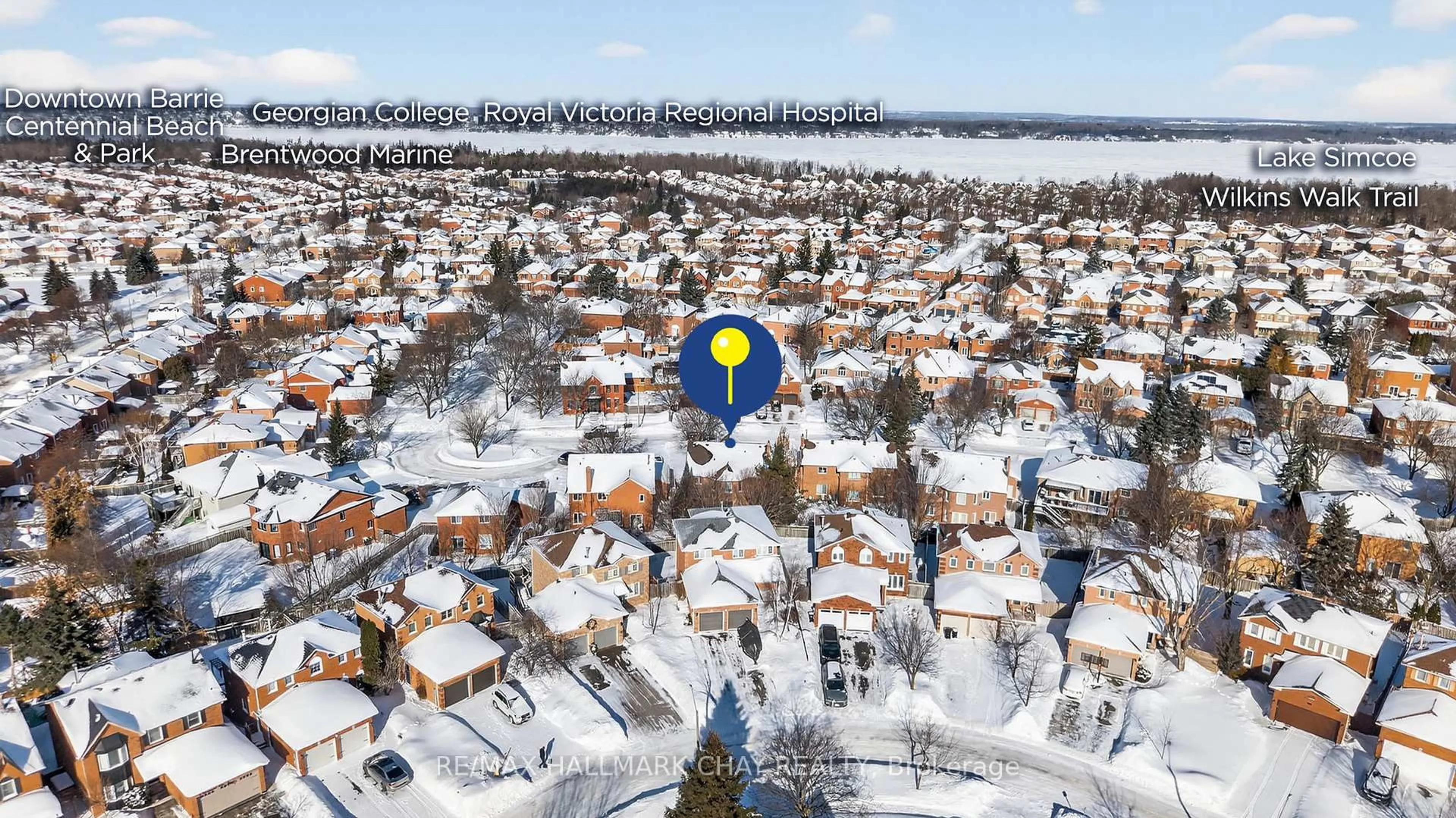 A pic from outside/outdoor area/front of a property/back of a property/a pic from drone, unknown for 25 Falling Brook Dr, Barrie Ontario L4N 7E9