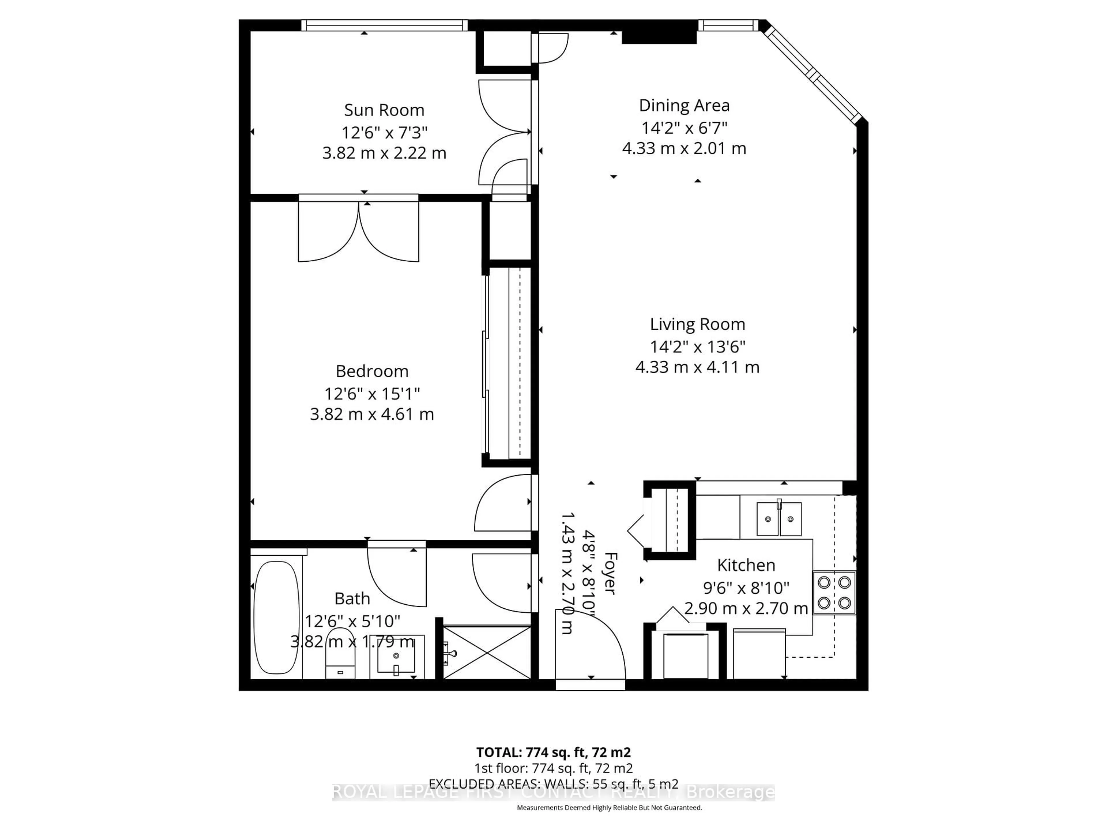 Floor plan for 140 Dunlop St #808, Barrie Ontario L4M 6H9