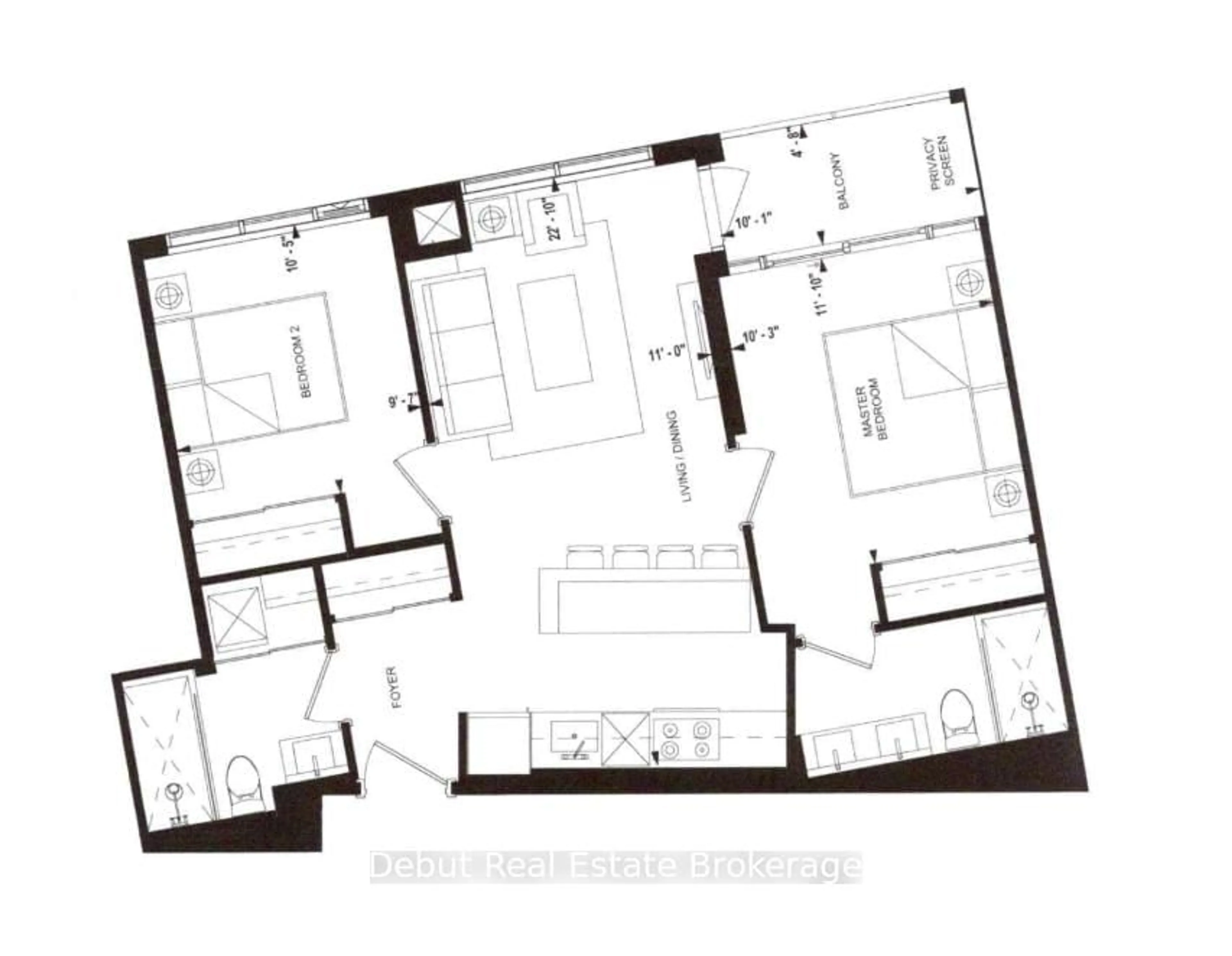 Floor plan for 39 Mary St #3205, Barrie Ontario L4N 1S9