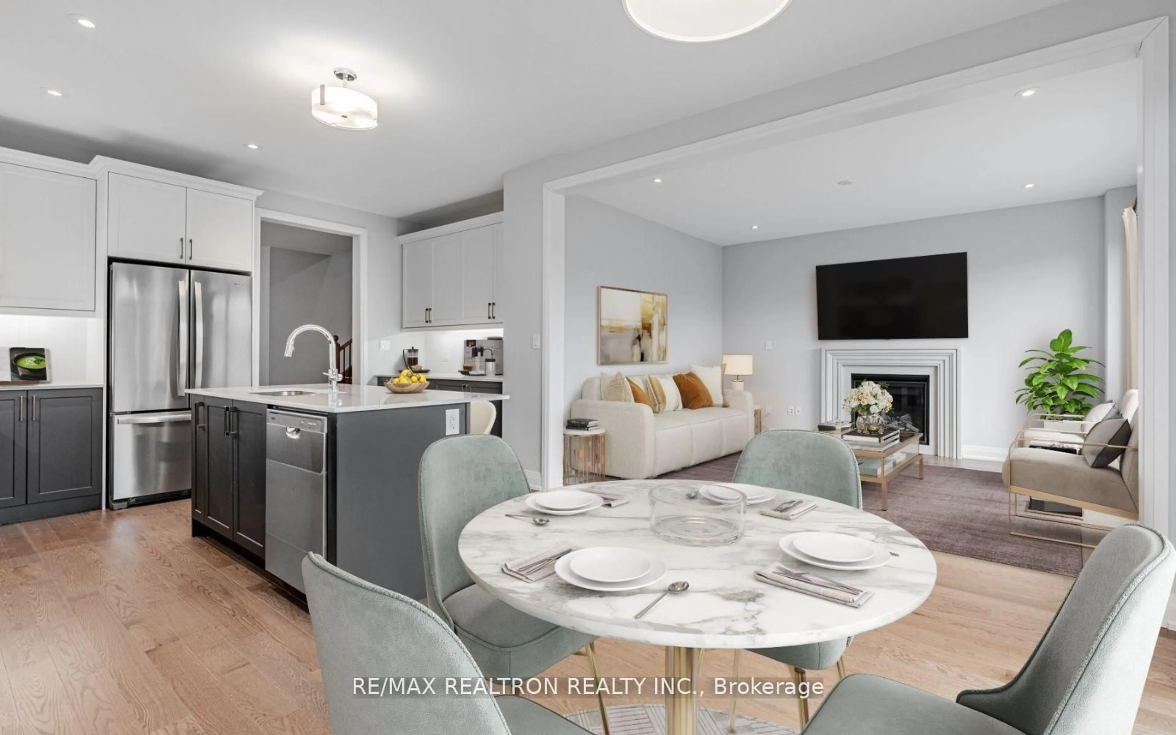 Open concept kitchen, ceramic/tile floor for 34 Sweet Cicely St, Springwater Ontario L9X 2C7