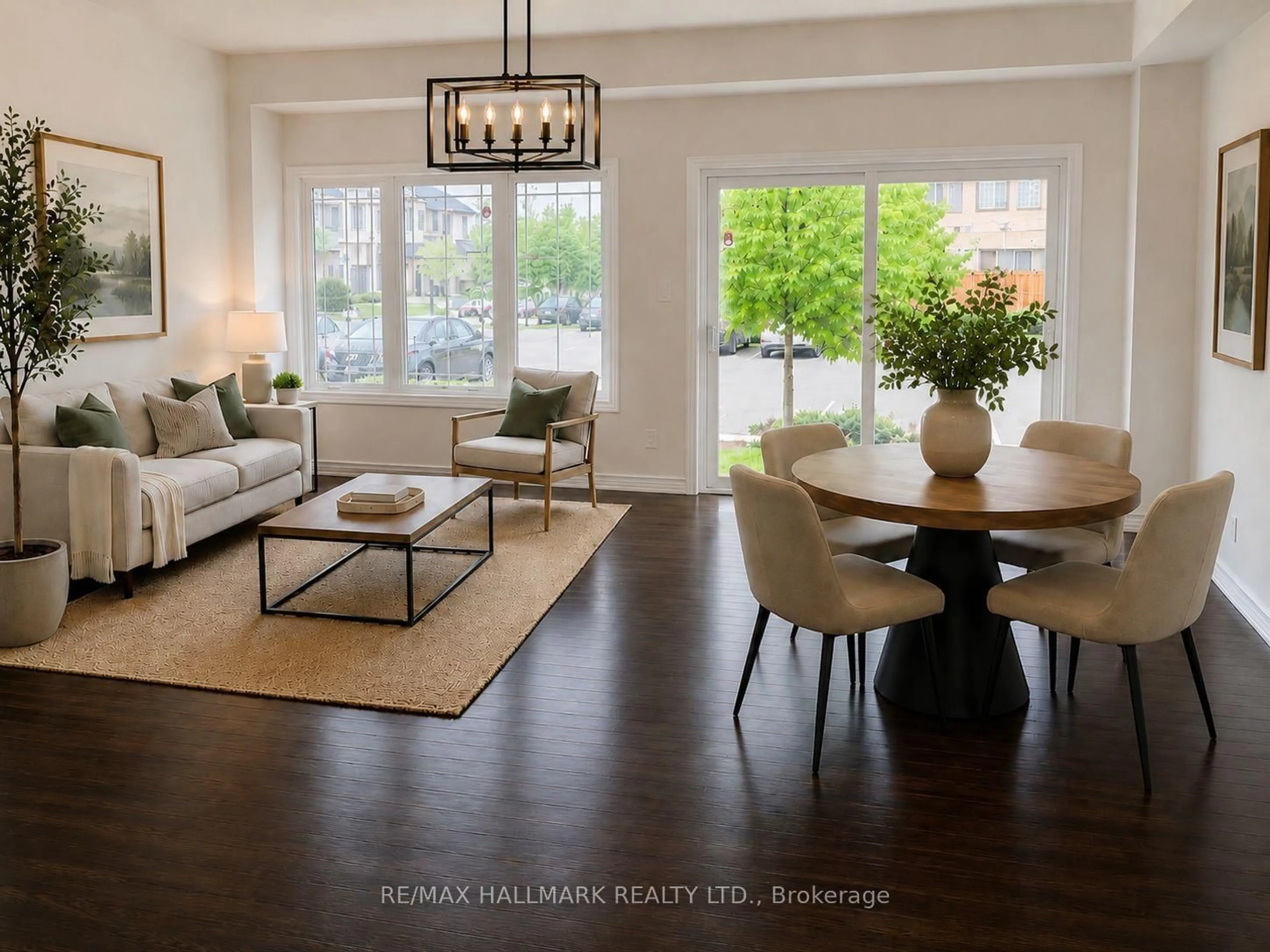 Living room with furniture, wood/laminate floor for 36 Deneb St, Barrie Ontario L4M 0K6