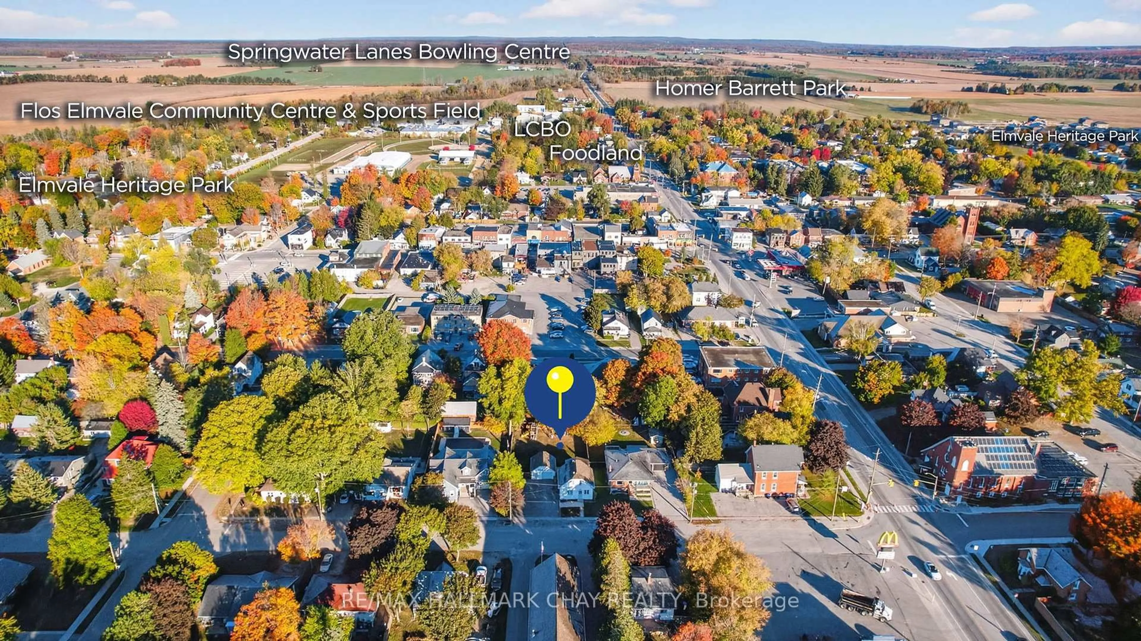 A pic from outside/outdoor area/front of a property/back of a property/a pic from drone, street for 8 John St, Springwater Ontario L0L 1P0