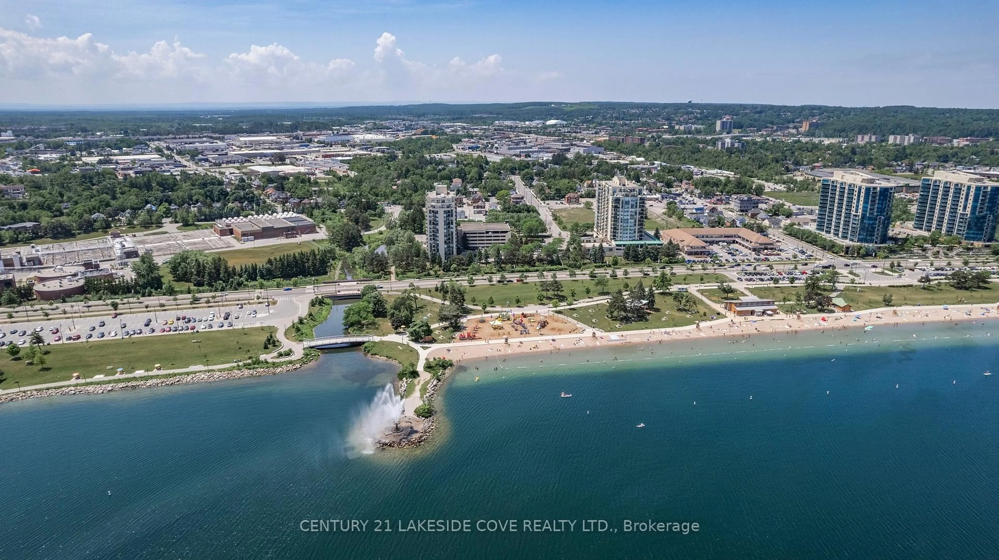 A pic from outside/outdoor area/front of a property/back of a property/a pic from drone, water/lake/river/ocean view for 75 Ellen St #711, Barrie Ontario L4N 7R6