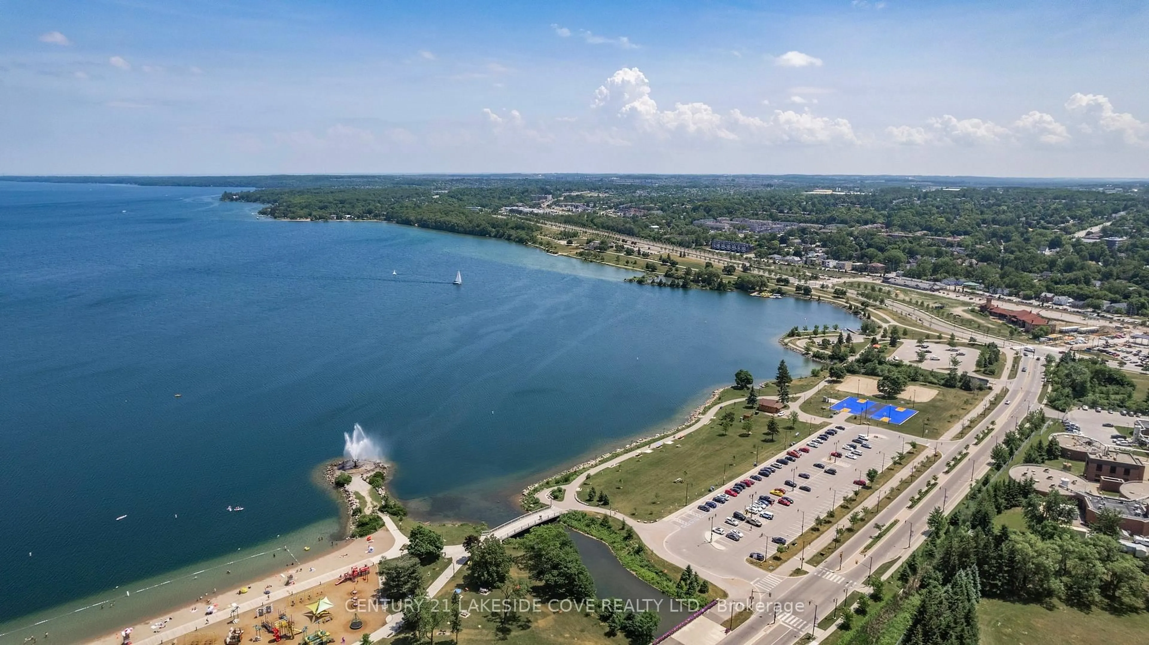 A pic from outside/outdoor area/front of a property/back of a property/a pic from drone, water/lake/river/ocean view for 75 Ellen St #711, Barrie Ontario L4N 7R6