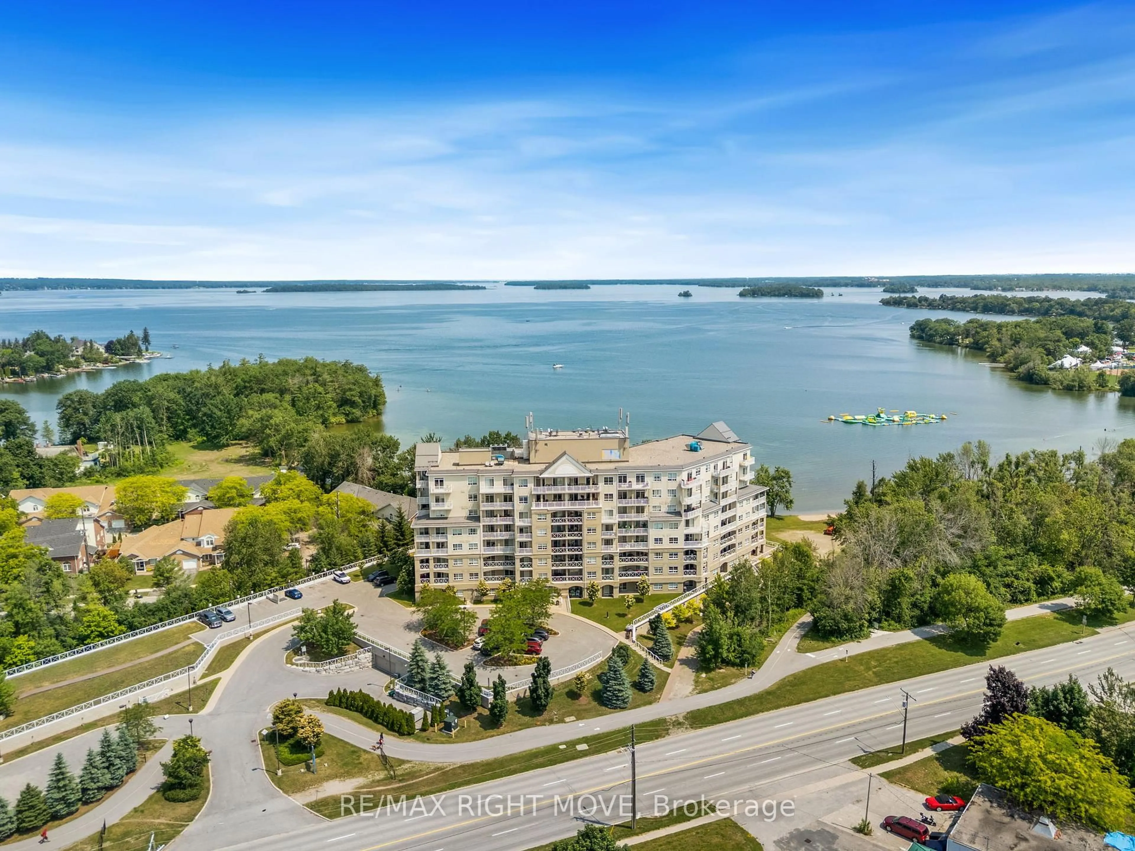 A pic from outside/outdoor area/front of a property/back of a property/a pic from drone, water/lake/river/ocean view for 354 Atherley Rd #807, Orillia Ontario L3V 0B8